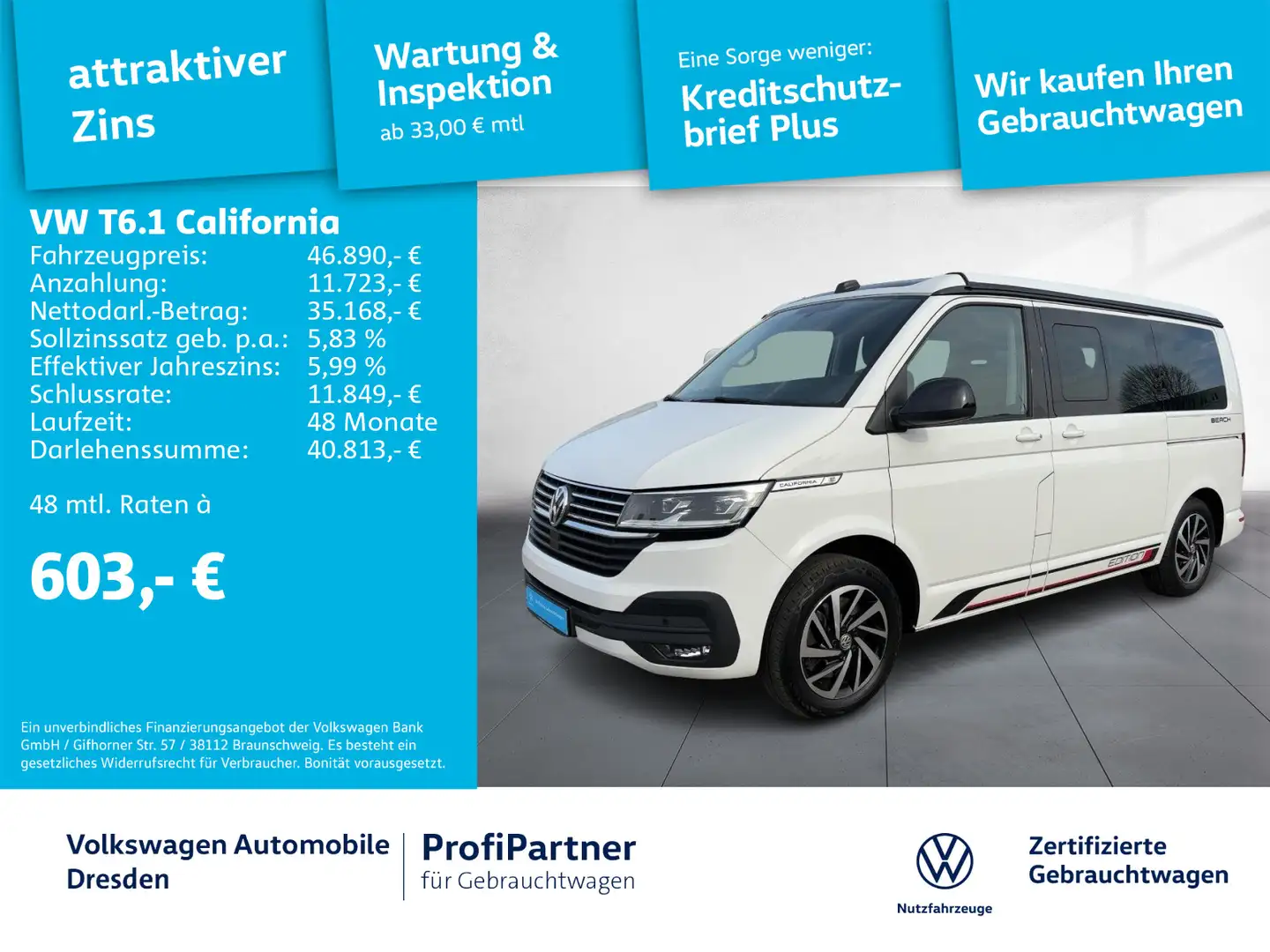 Volkswagen T6.1 California Beach EDITION NAV ACC STH AHZV Wit - 1