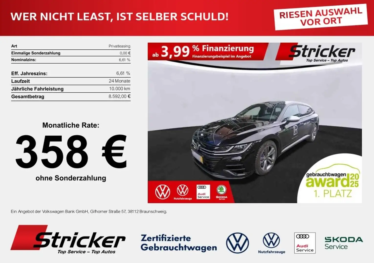 Volkswagen Arteon Shooting Brake R 2.0TSI DSG 358,-ohne Anzahlung A Schwarz - 1