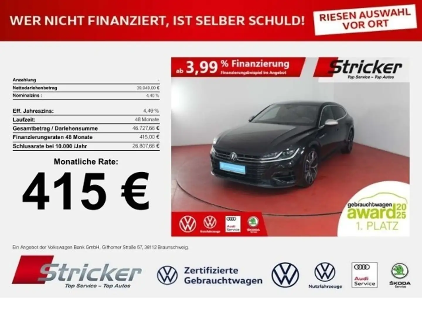 Volkswagen Arteon Shooting Brake R 2.0TSI DSG 415,-ohne Anzahlung A Noir - 1
