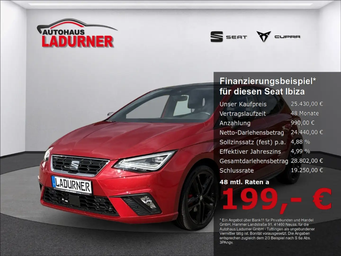 SEAT Ibiza FR Pro Black Edition 1,0 TSI DSG *PANO+KAM* Rouge - 1