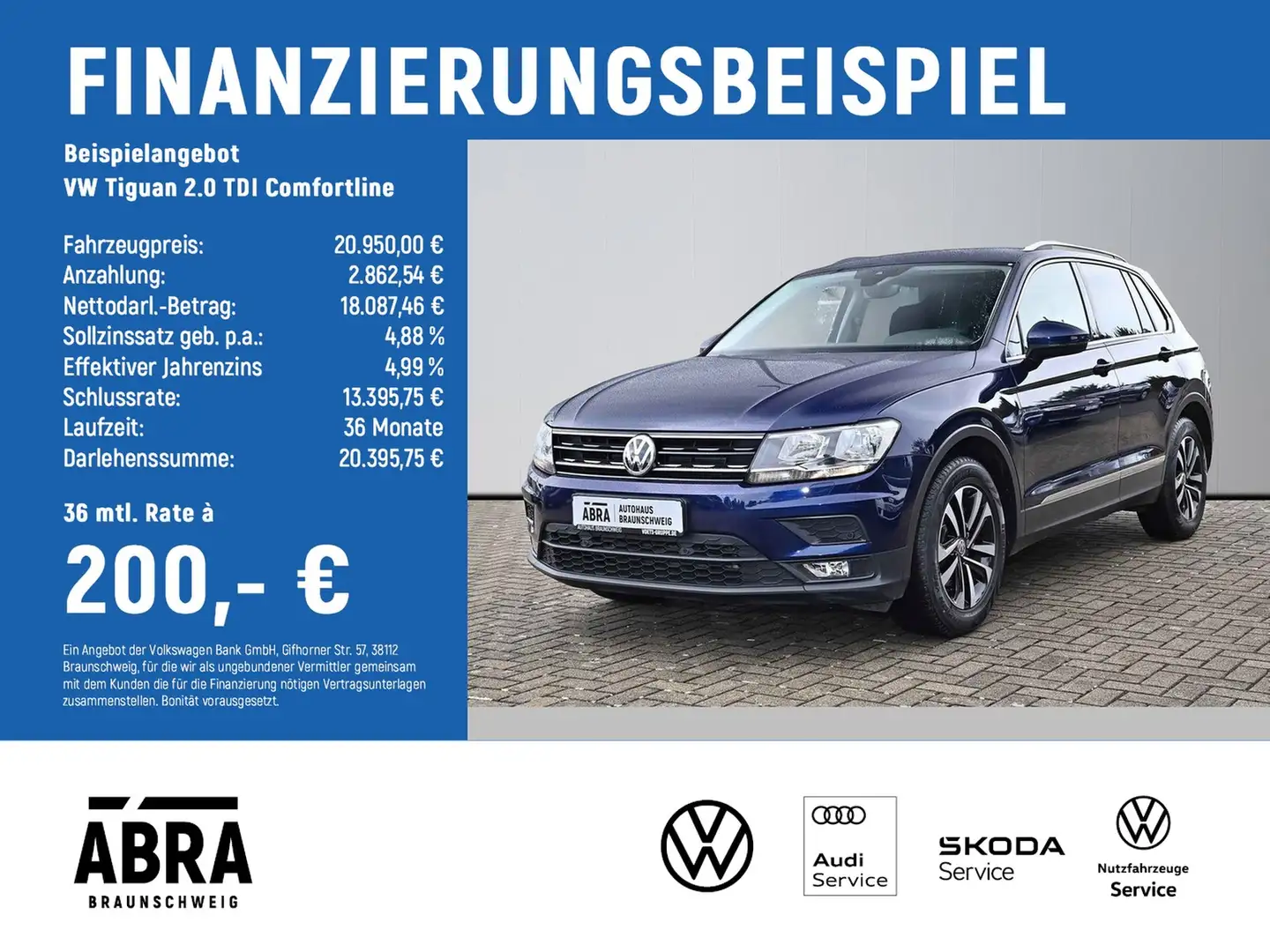 Volkswagen Tiguan 2.0 TDI Comfortline NAVI+LANE+PDC+APP Bleu - 2