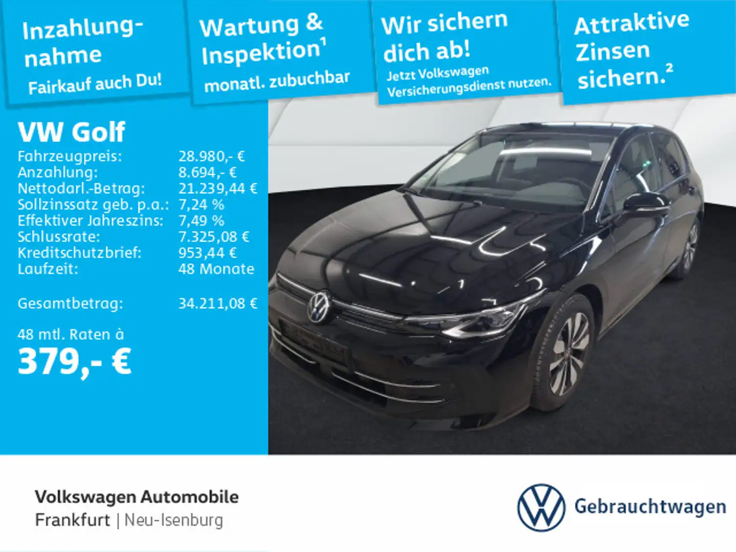 Volkswagen Golf VIII 1.5 eTSI DSG Goal Navi IQ.Light DAB+ F Noir - 1