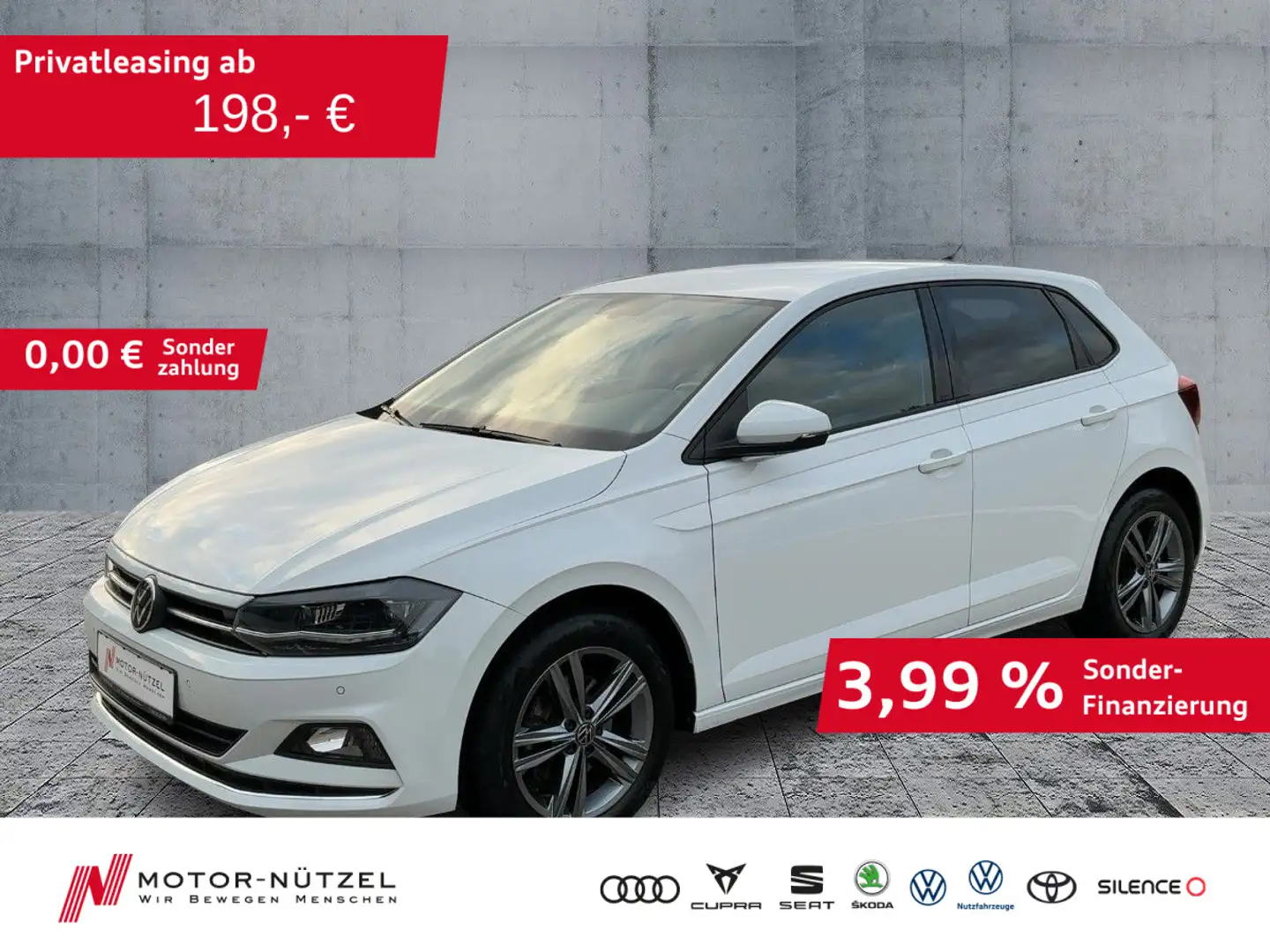 Volkswagen Polo 1.0 TSI HIGHLINE LED+NAVI+ACC+SHZ+2xPDC+DAB Weiß - 1