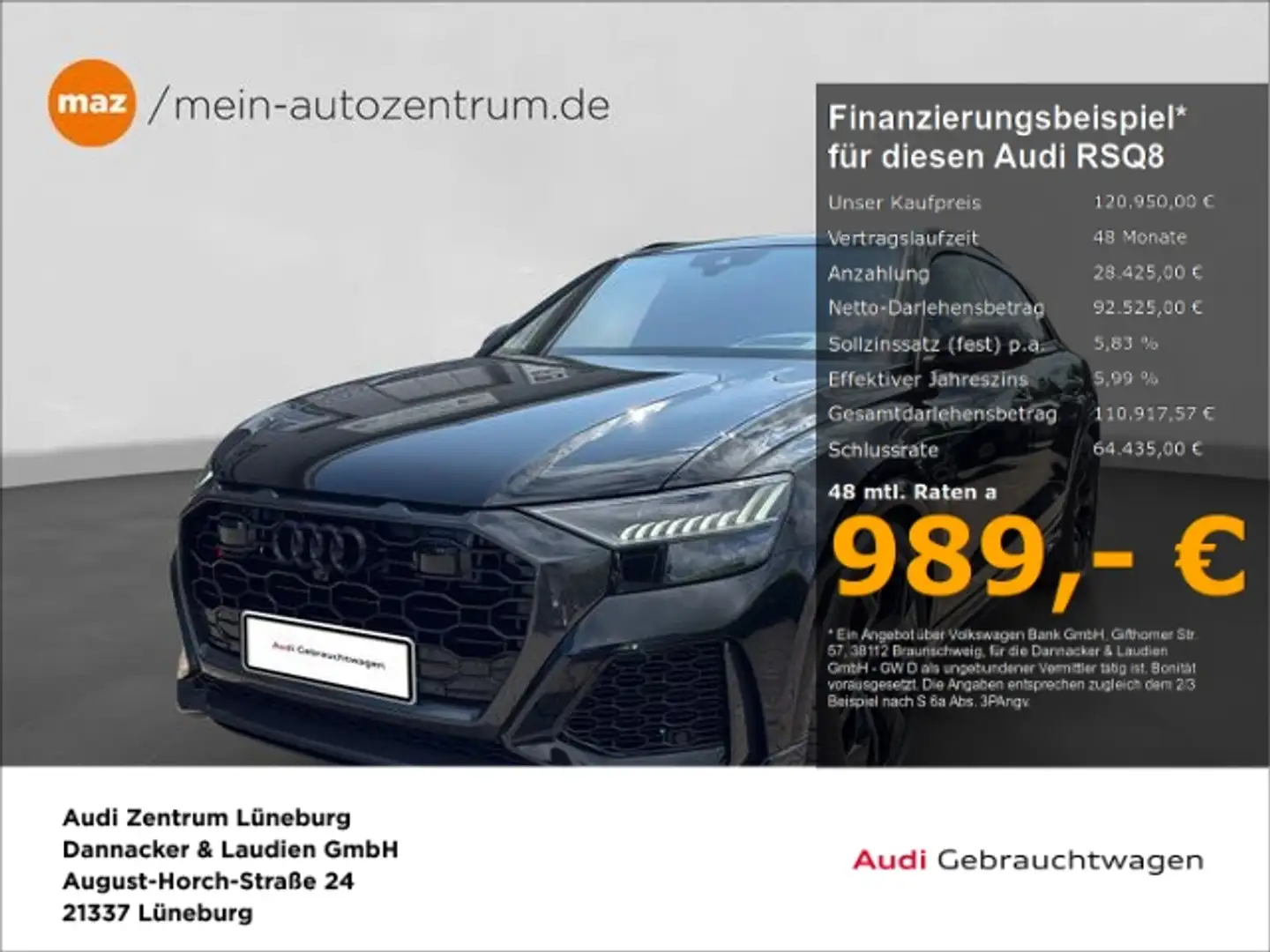 Audi RS Q8 4.0 TFSI quattro Alu Matrix-LED AHK B&O ACC Schwarz - 1
