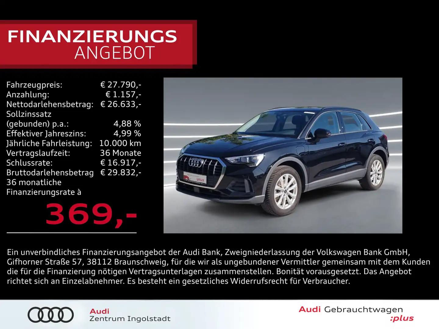 Audi Q3 45 TFSI e S tronic NAVI virtual 2xPDC SHZ 18" Schwarz - 1