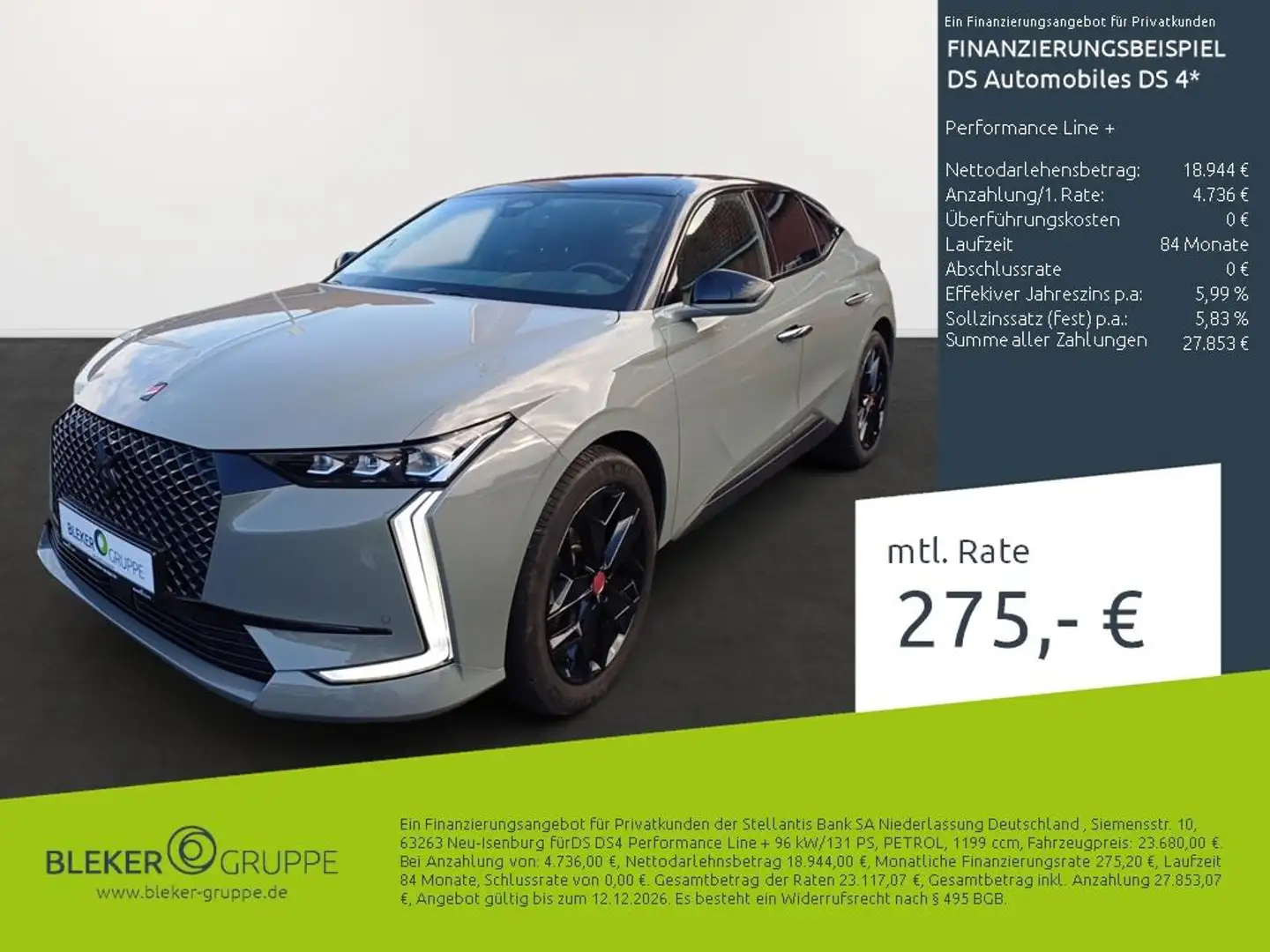 DS Automobiles DS 4 Performance Line + Gris - 1