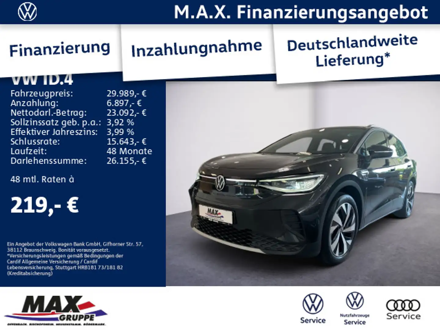 Volkswagen ID.4 PRO PERFORMANCE IQ.LIGHT NAV+PANO+AR-HUD+WP Grau - 1