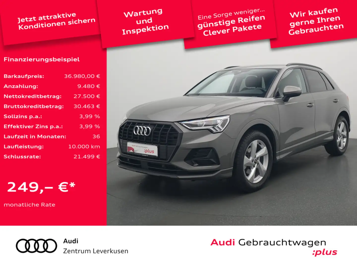 Audi Q3 advanced S TRON AHK NAVI VIRT LEDER Grau - 1