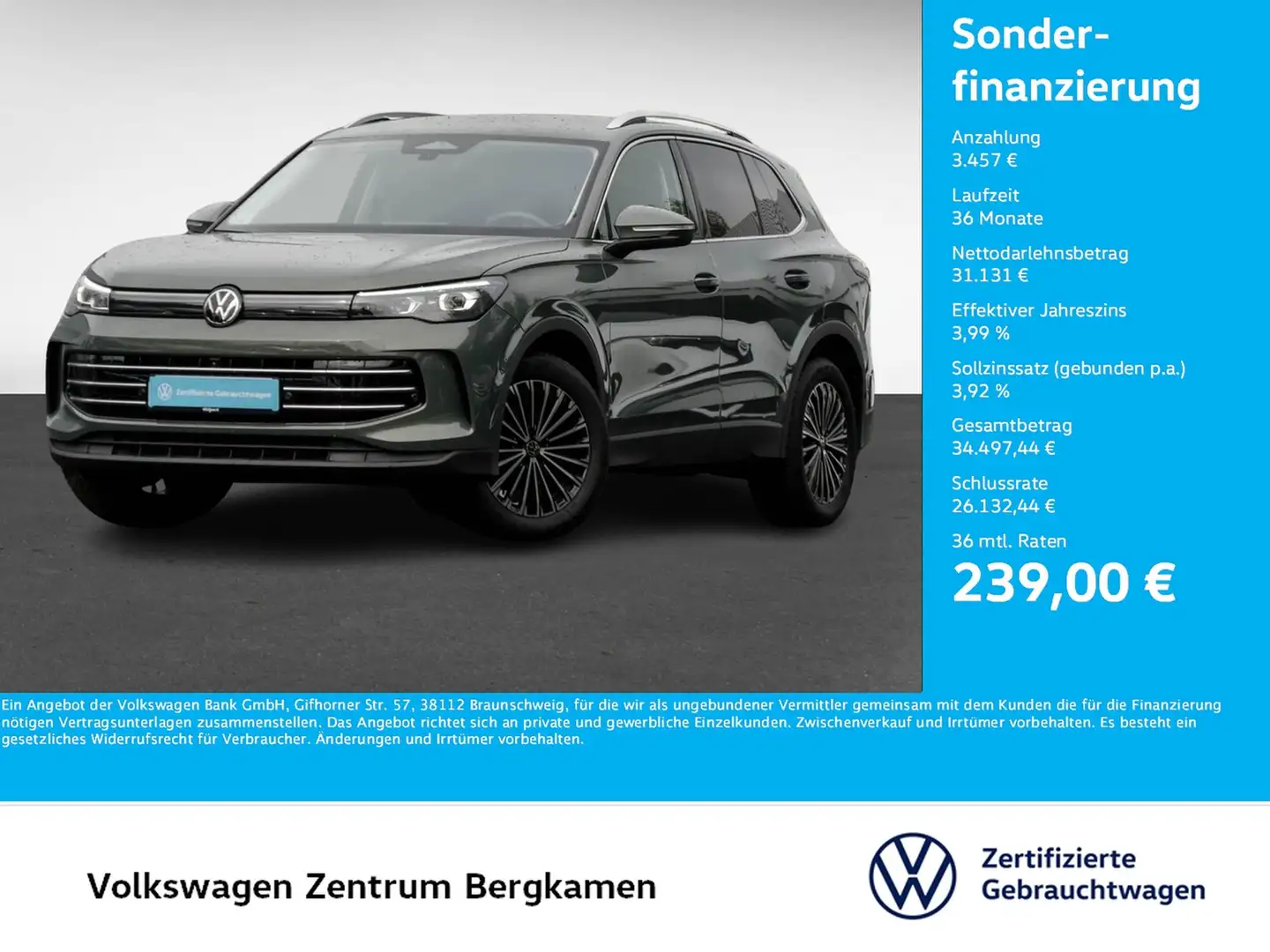 Volkswagen Tiguan 1.5 eTSI ELEGANCE NEUES MODELL AHK 360CAM Grün - 1