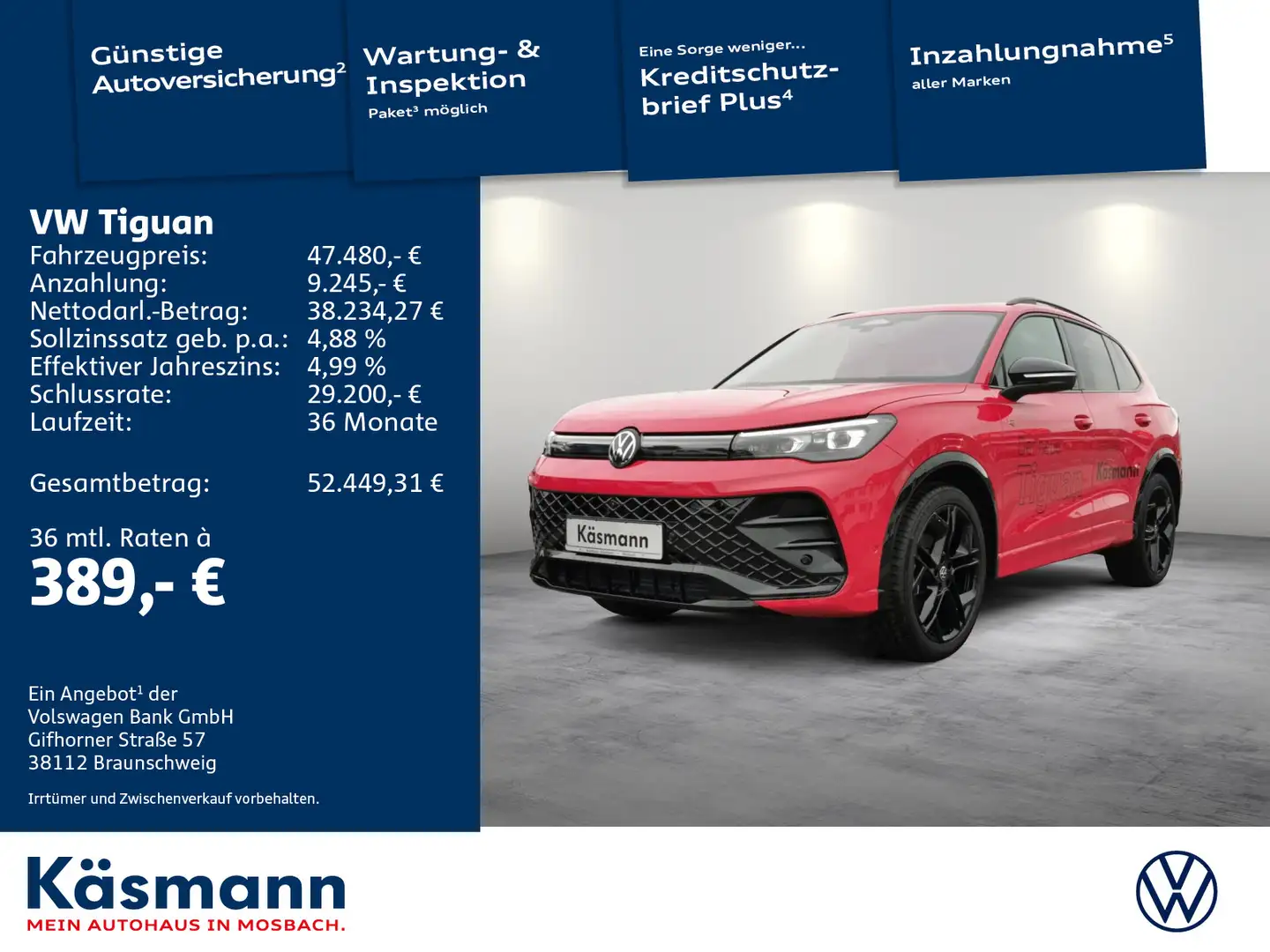 Volkswagen Tiguan R-Line 1.5 eTSI AHK STANDH PANO HUD DCC Rot - 1