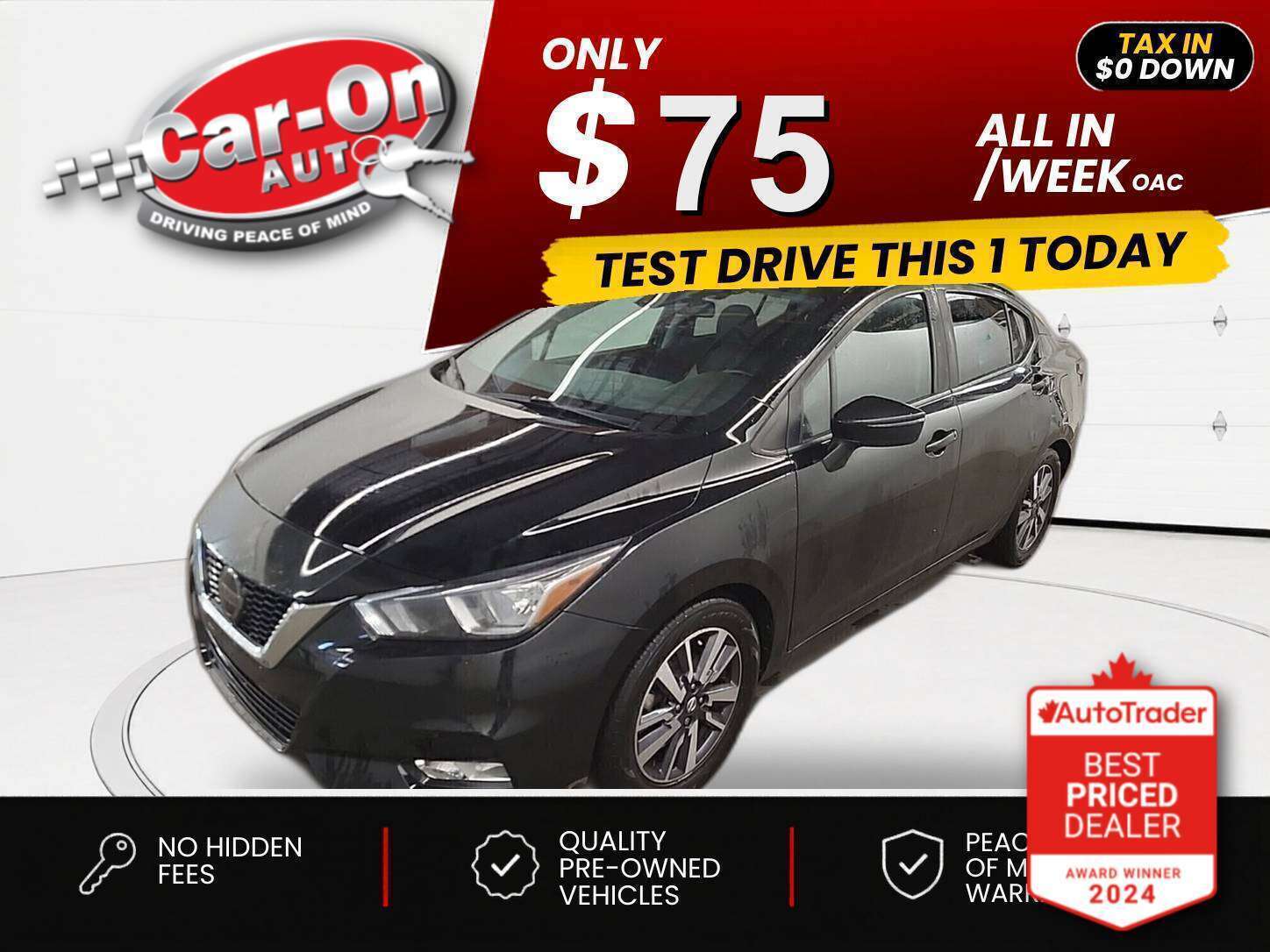 Black 2021 Nissan Versa SV FWD Sedan Front-Wheel Drive Automatic