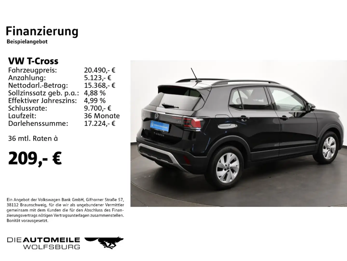 Volkswagen T-Cross 1.0 TSI Life Kamera/Einparkhi v+h/Sitzhz Schwarz - 2