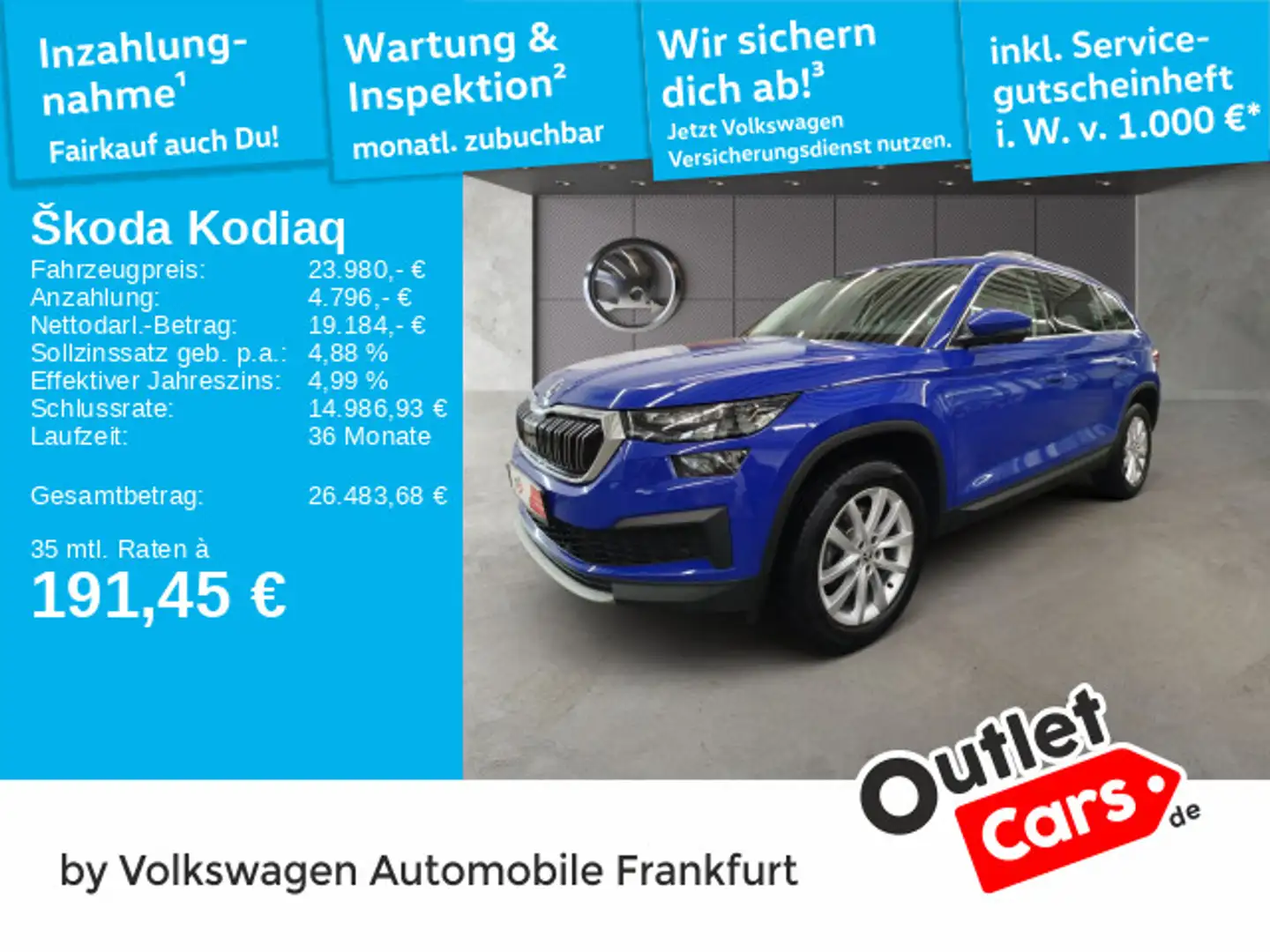 Skoda Kodiaq 2.0 TDI Style 4x4 Navi AHK Sprachsteuerun Blau - 1