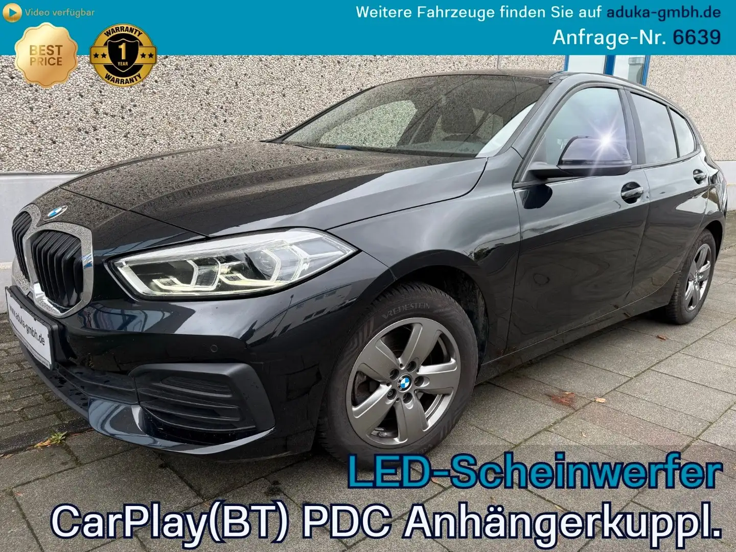 BMW 116 d Lim LED Scheinwerfer Navi PDC AHK abnehmbar Noir - 1