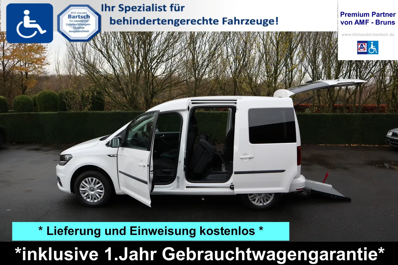 Volkswagen Caddy Benziner*rollstuhlgerecht*AMF*Wenderampe*Garantie* Wit - 1