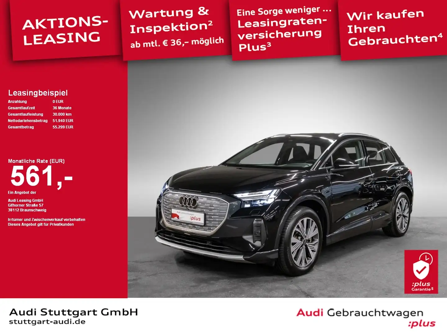 Audi Q4 e-tron 55 quattro 360° AHK Matrix Keyless AHK Schwarz - 1