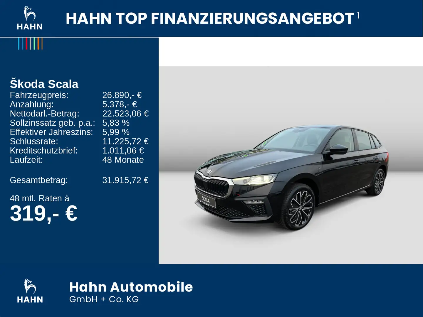 Skoda Scala TOUR 115 TSI DSG Navi ACC AHK PDC Klimaaut Schwarz - 2