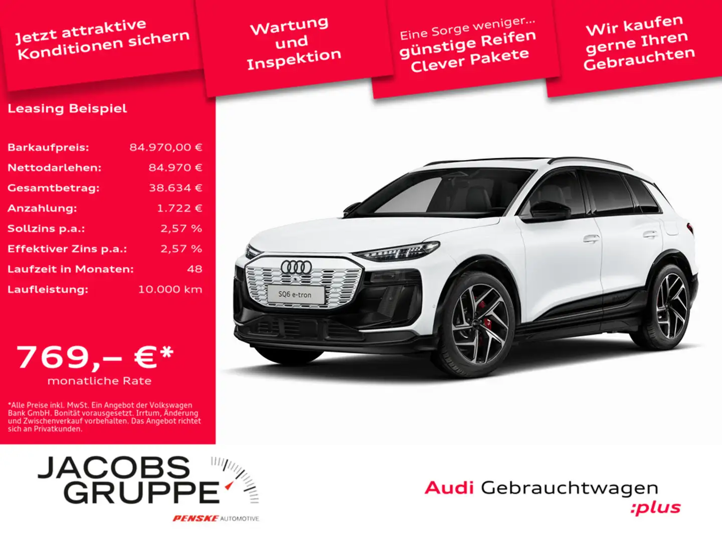 Audi SQ6 e-tron quattro HuD*OLED*B&O*Pano*360° * Weiß - 1