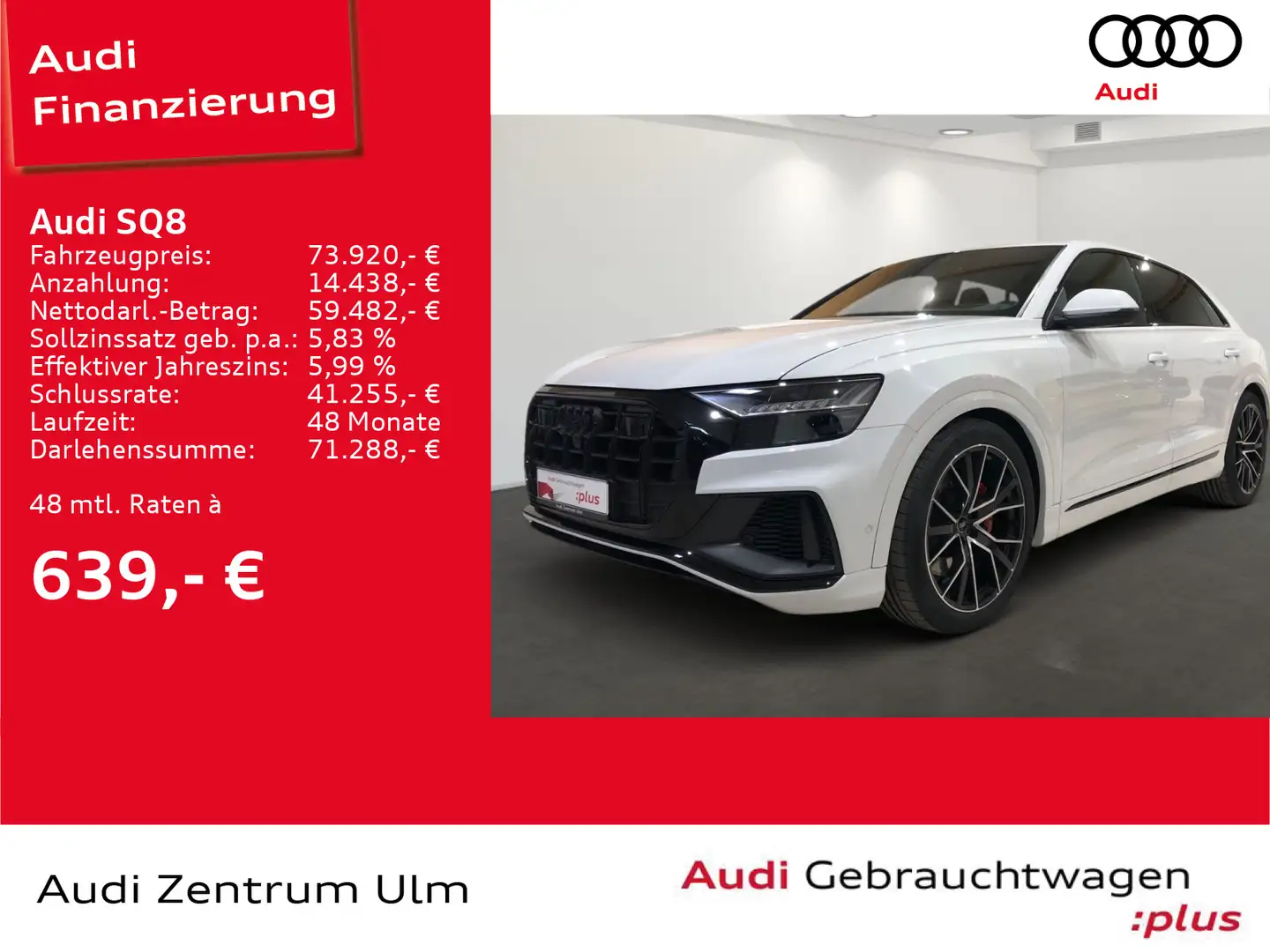 Audi SQ8 TFSI 22 ACC AHK HuD MATRIX MEMORY KEYLESS Білий - 1