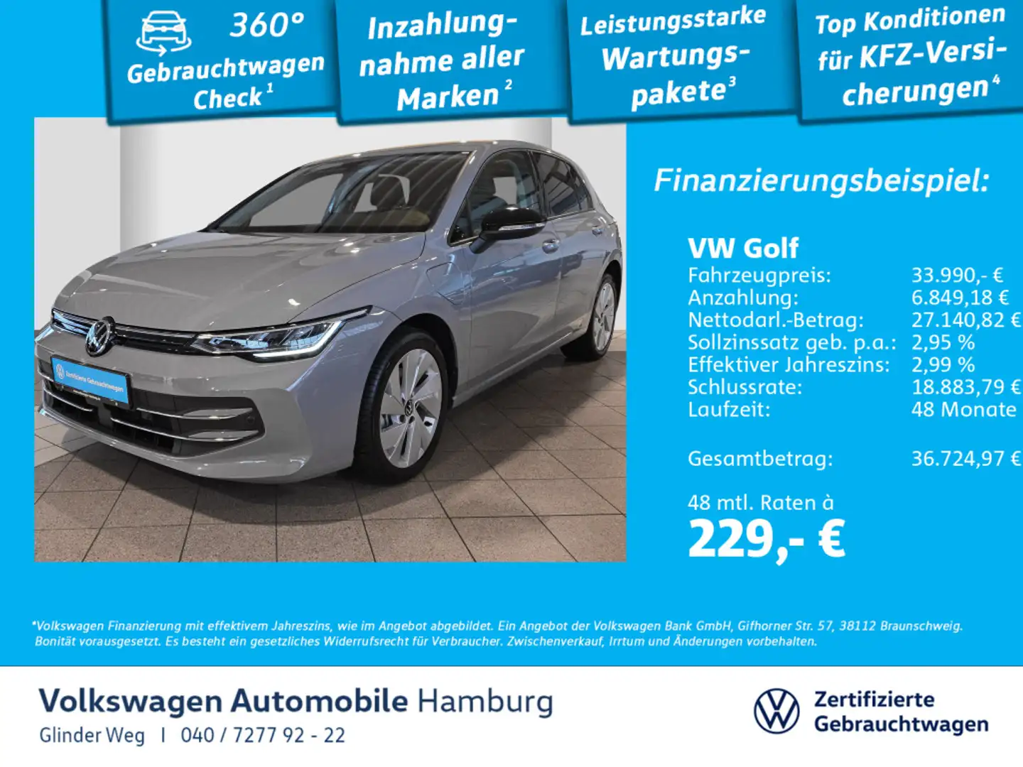 Volkswagen Golf VIII 1.5 TSI eHybrid Goal DSG AppConnect Rü Grau - 1