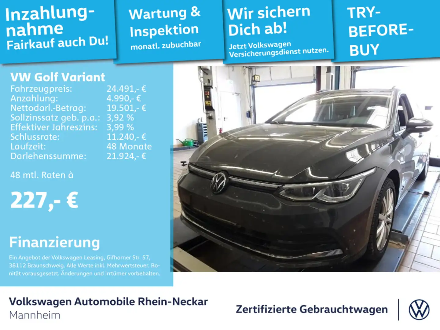Volkswagen Golf Variant 2.0 TDI Style DSG Navi AHK Standhei Grau - 1