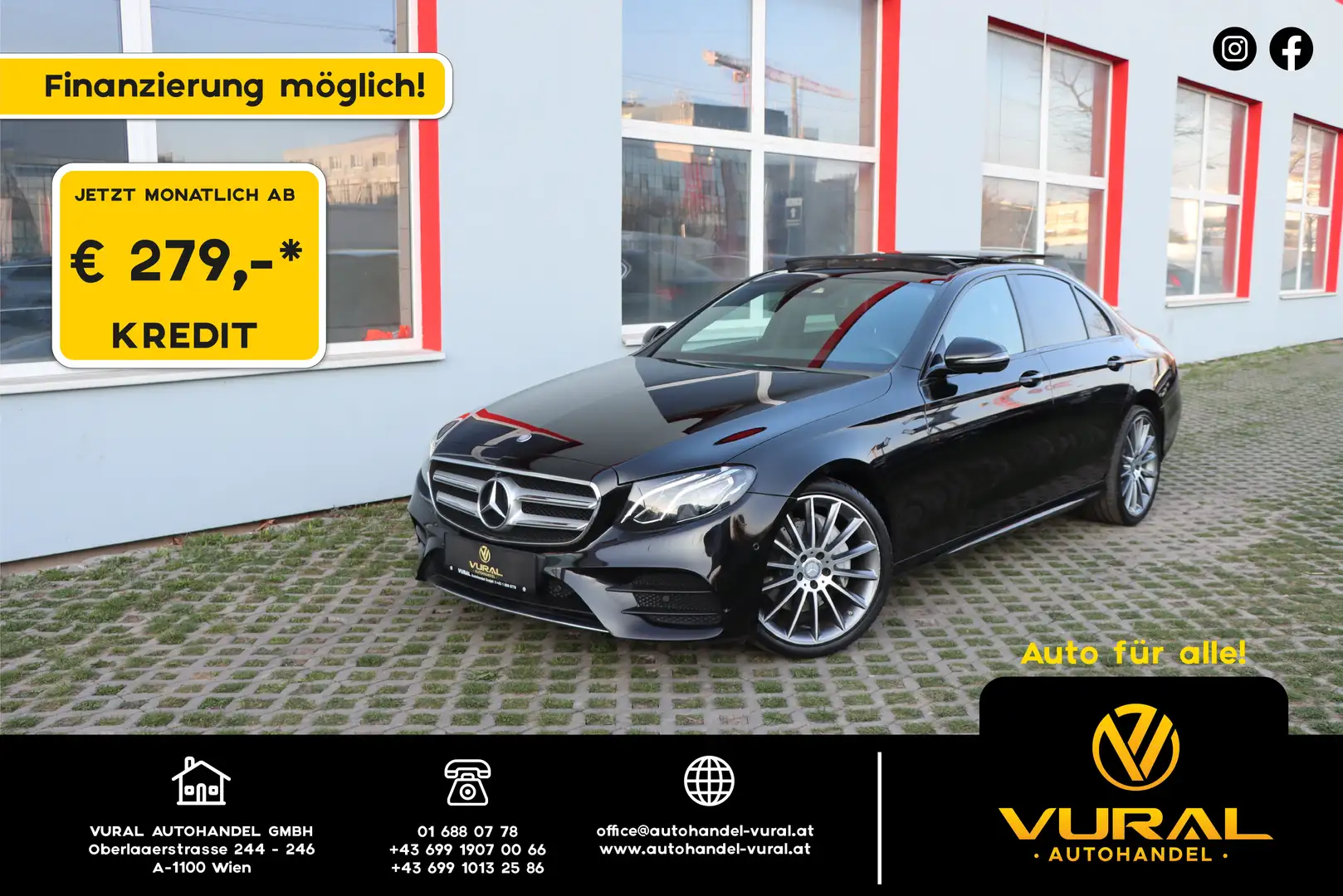 Mercedes-Benz E 220 d AMG-Line | Panoramadach | 360° Kamera | ACC | Schwarz - 1