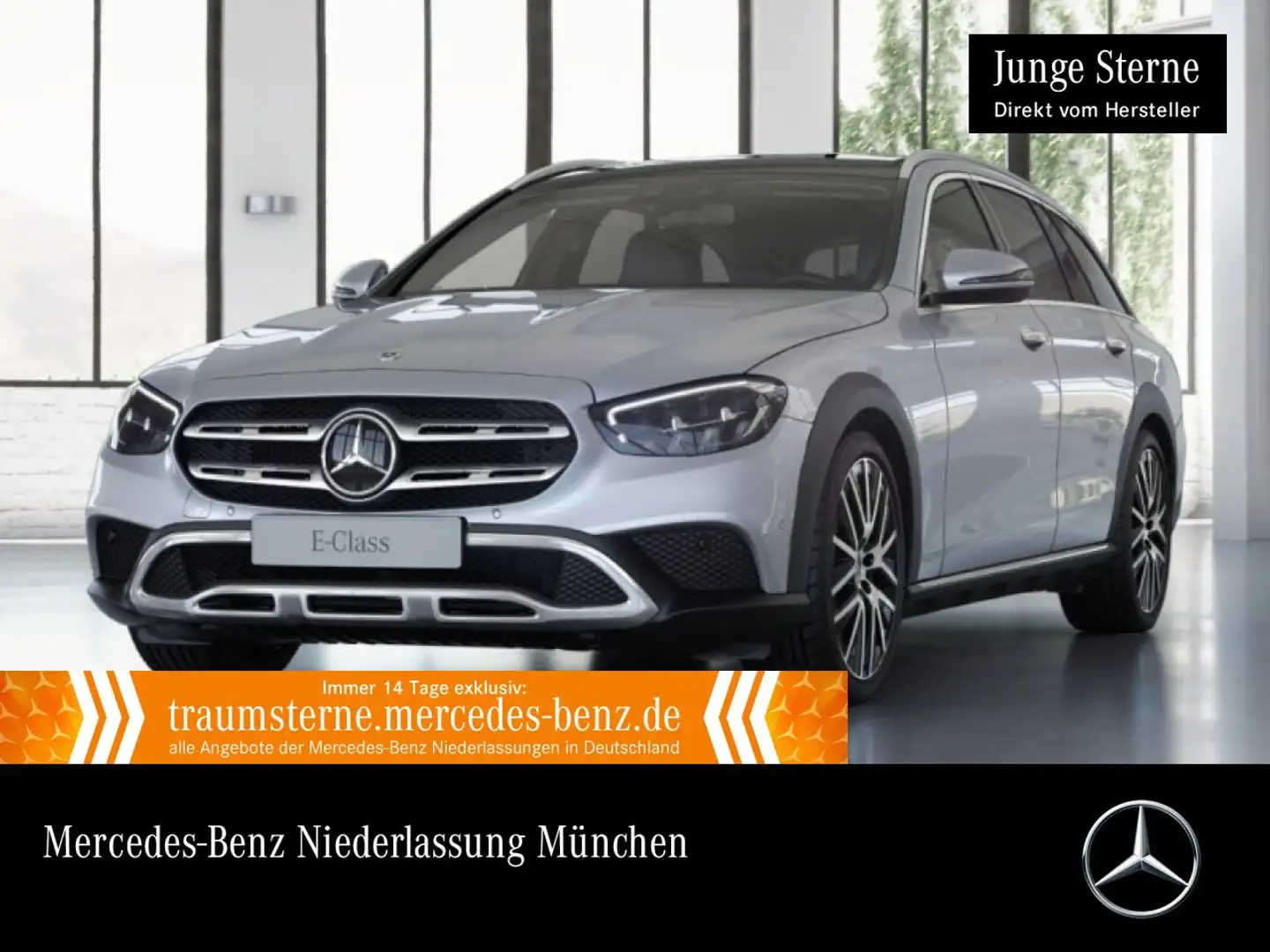 Mercedes-Benz E 400 d T 4M AVANTG+PANO+AHK+LED+FAHRASS+BURMESTER Silber - 1