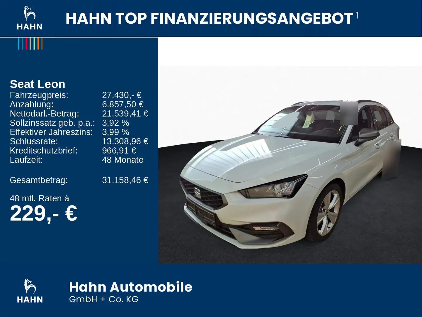 SEAT Leon Sportstourer 1.5eTSI DSG FR LED Nav CAM APP Weiß - 2
