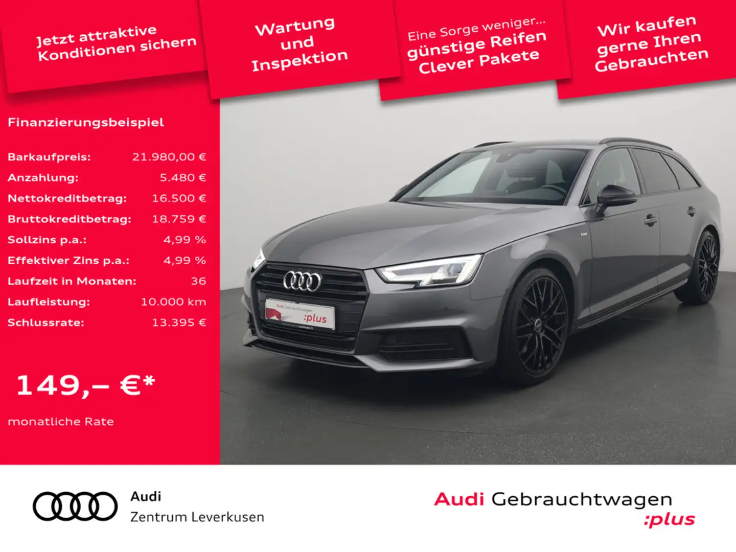 Audi A4 Avant S line PDC LEDER LED VIRT SHZ NAVI Schwarz - 1