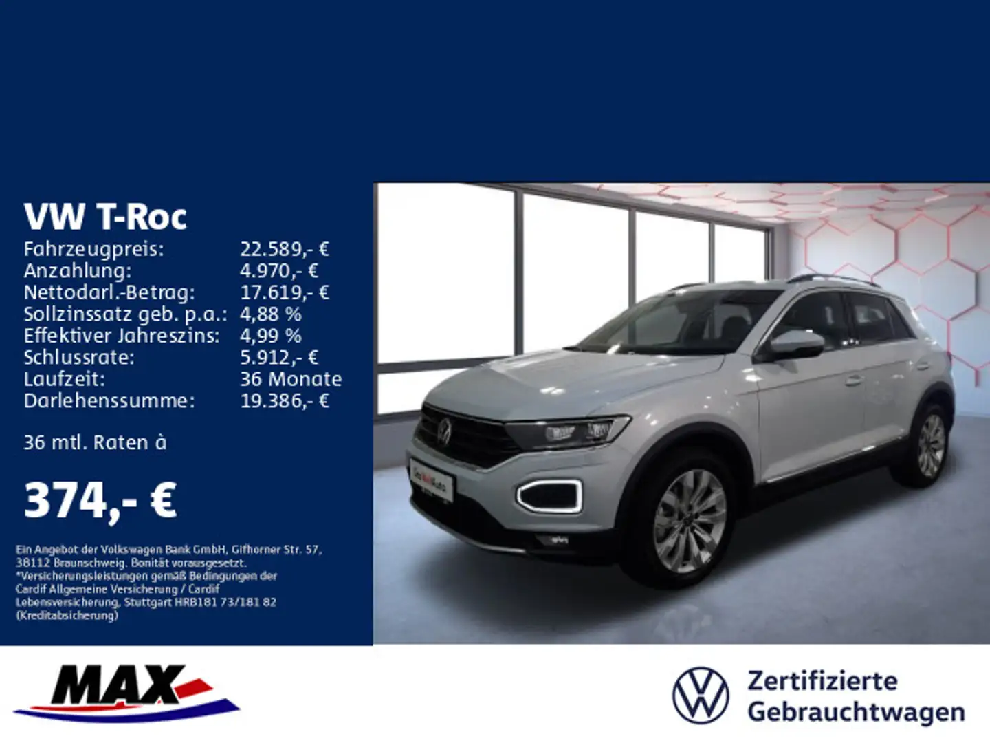 Volkswagen T-Roc T-ROC 2.0 TDI DSG SPORT +LED+ACC+NAV+LM17+KLIMA+ Blanco - 1