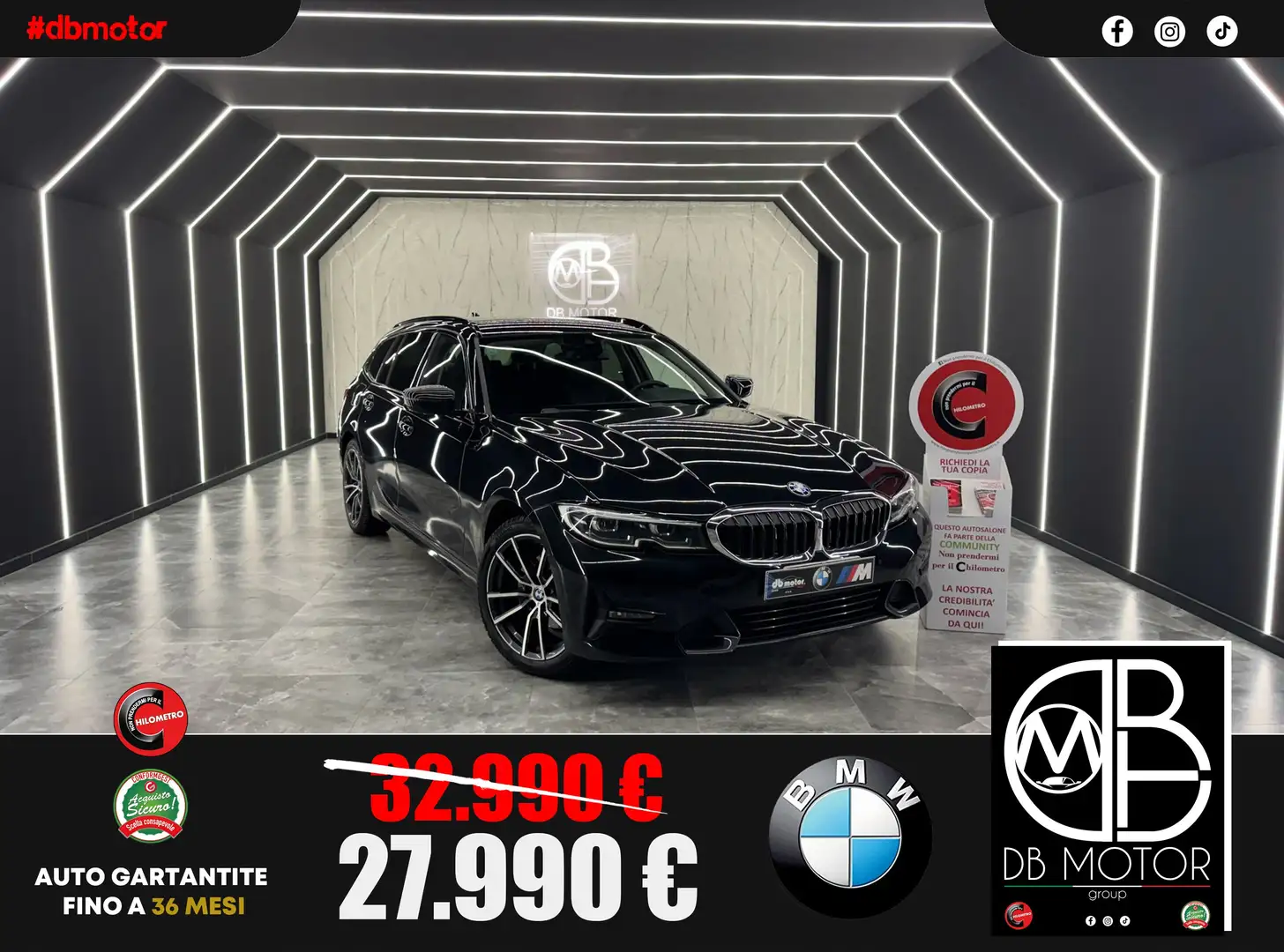 BMW 320 320d Touring xdrive Sport auto Nero - 1