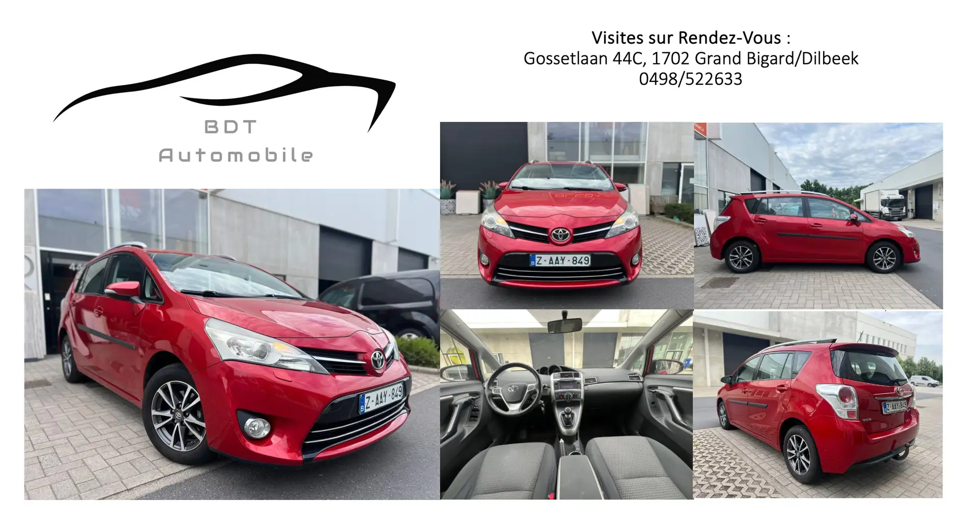 Toyota Verso 1.8i 147CV 7pl Cam Xénon Bluethoot Attelage USB Rouge - 1
