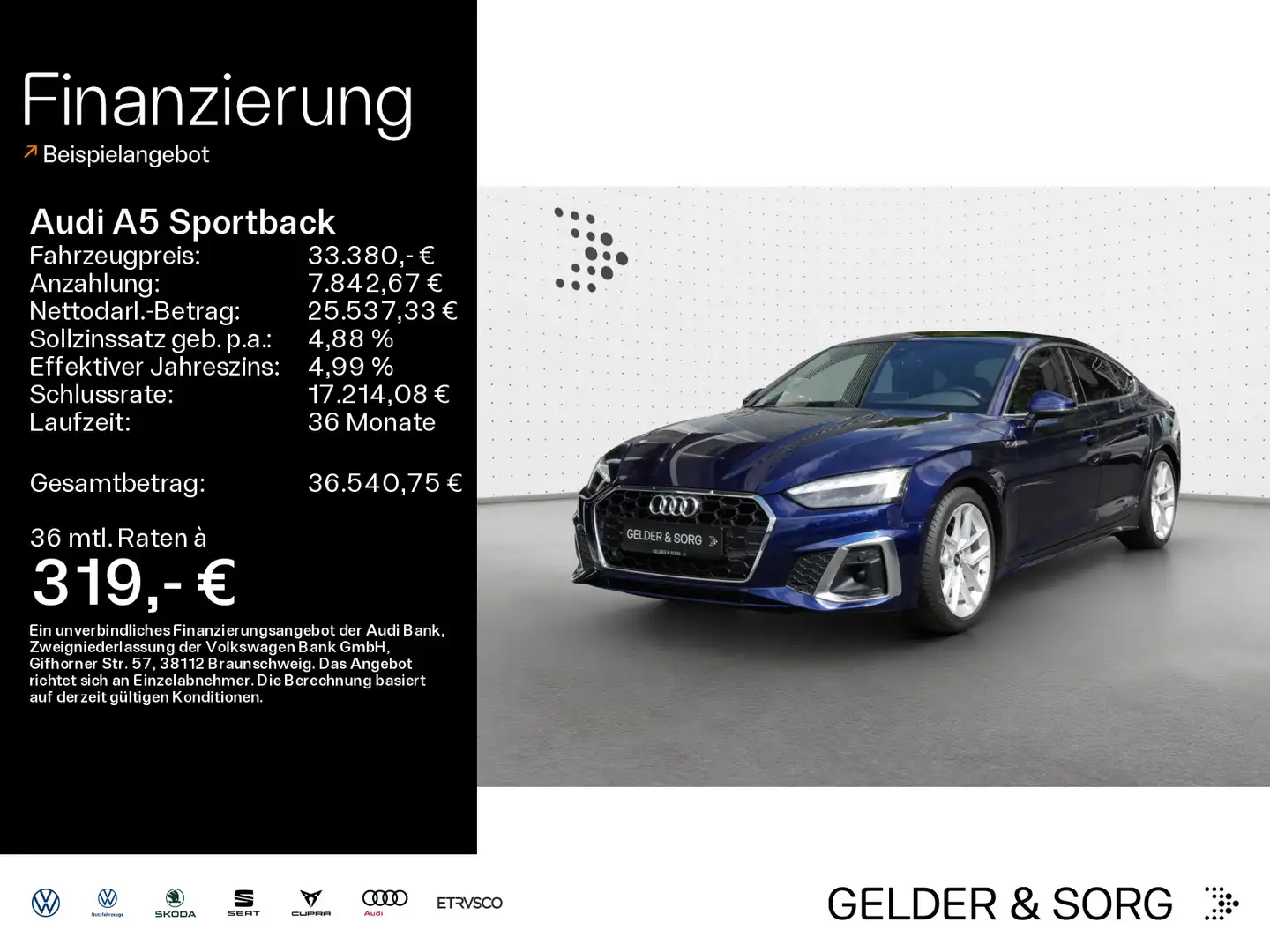 Audi A5 40 TFSI s-line 18Z*MATRIX*NAVI*GRA Noir - 1