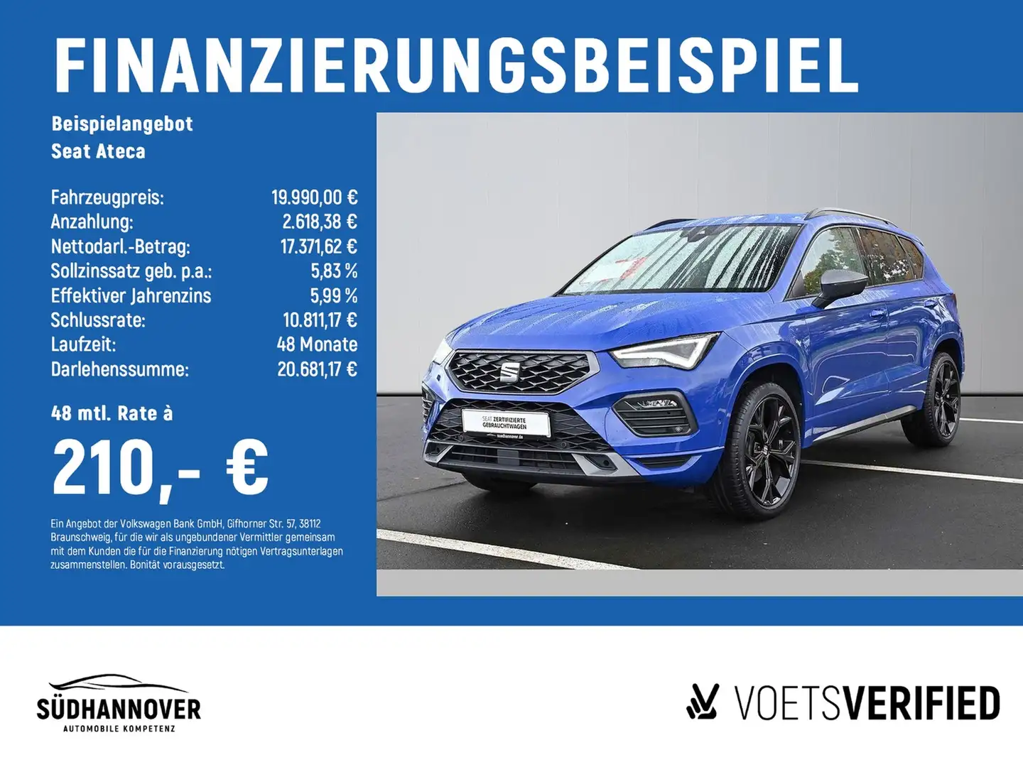 SEAT Ateca FR 1.5 TSI DSG AHK+NAVI+LED+SHZ+ACC+PDC Bleu - 2