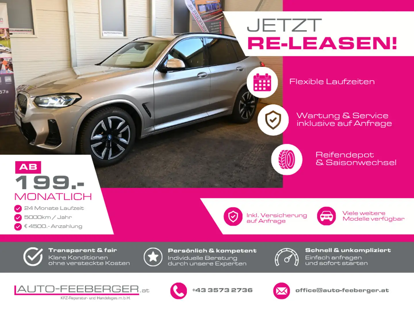 BMW iX3 M Sport; ACC, Pano, Leder, Sitzhzg, Laserlicht Silber - 1