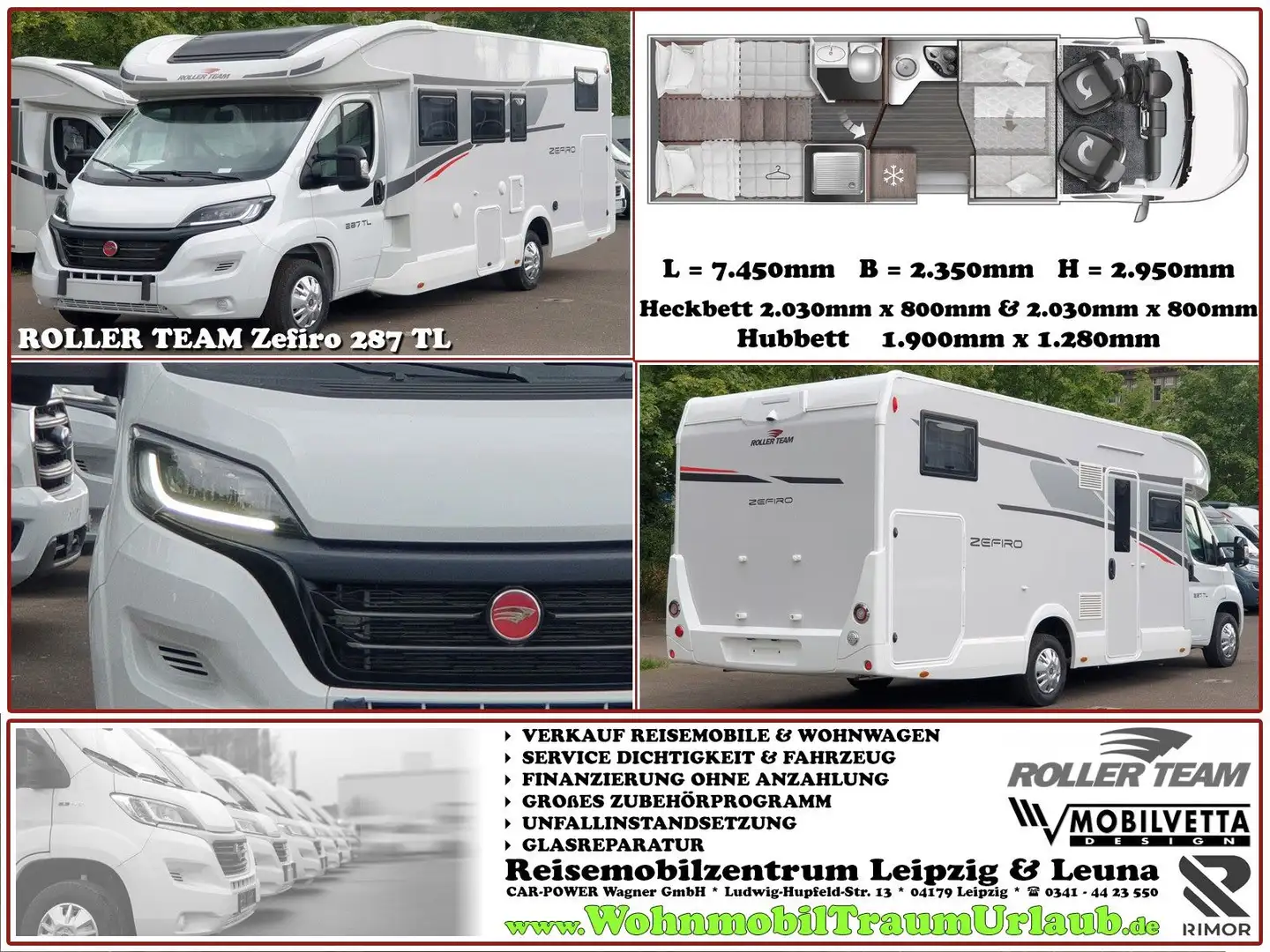 Roller Team Zefiro 287TL *KLIMA*TWIN-KAMERA*Markise*SOFORT Weiß - 1