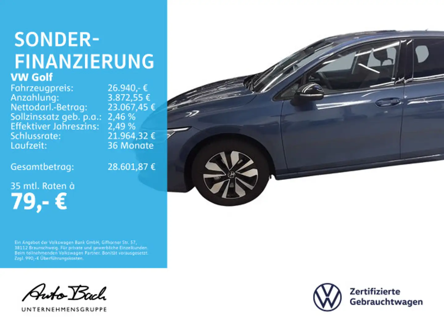 Volkswagen Golf VIII 1.5 eTSI DSG Goal, LED-Matrix, Rückfah Blau - 2