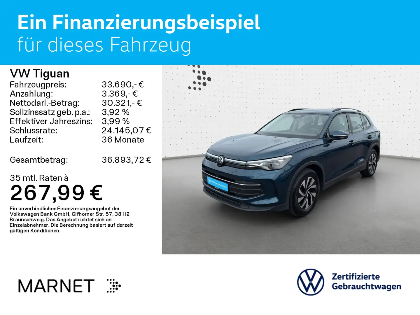 Volkswagen Tiguan 1.5 eTSI DSG Life*AHK*LED*KAMERA*PDC*SHZ* Blau - 2