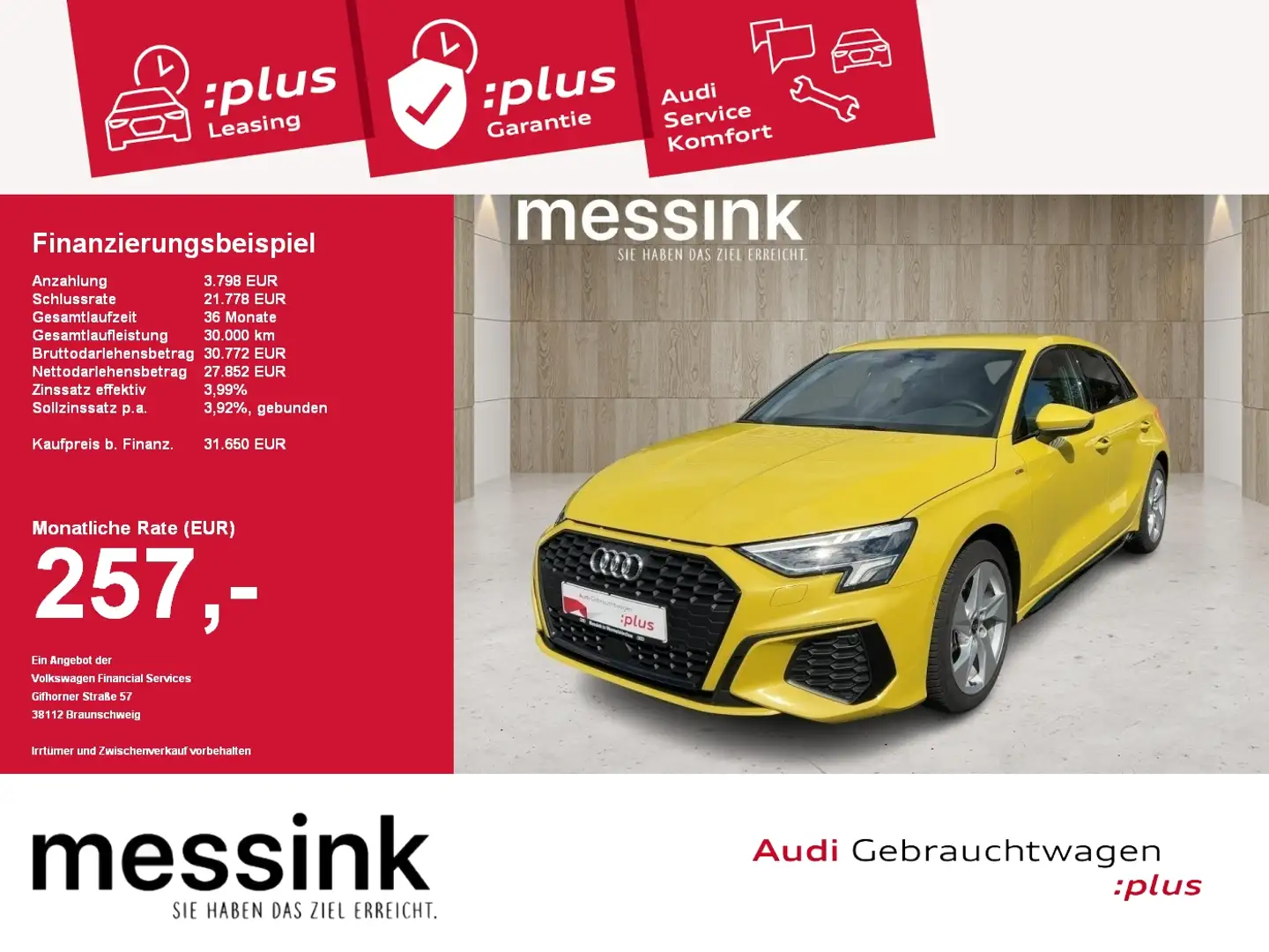 Audi A3 Sportback 35 TFSI S-Line *LED*SHZ*2-Zonen*Navi* Gelb - 1