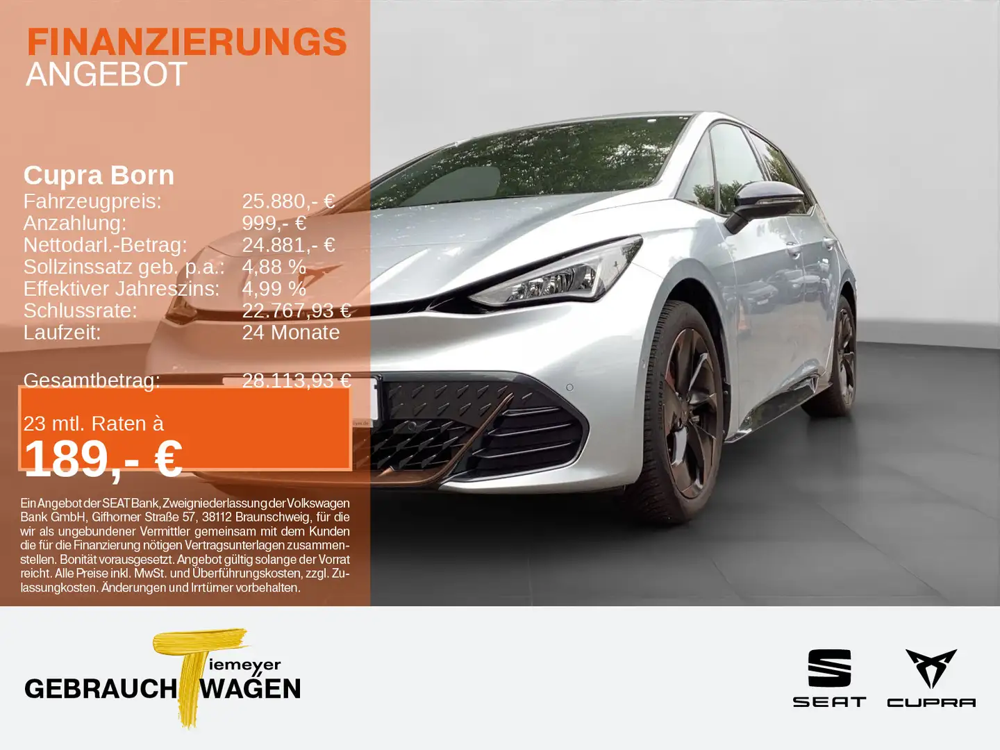 CUPRA Born 360 ALLWETTER LM19 PRIVACY SITZHZ Silber - 1