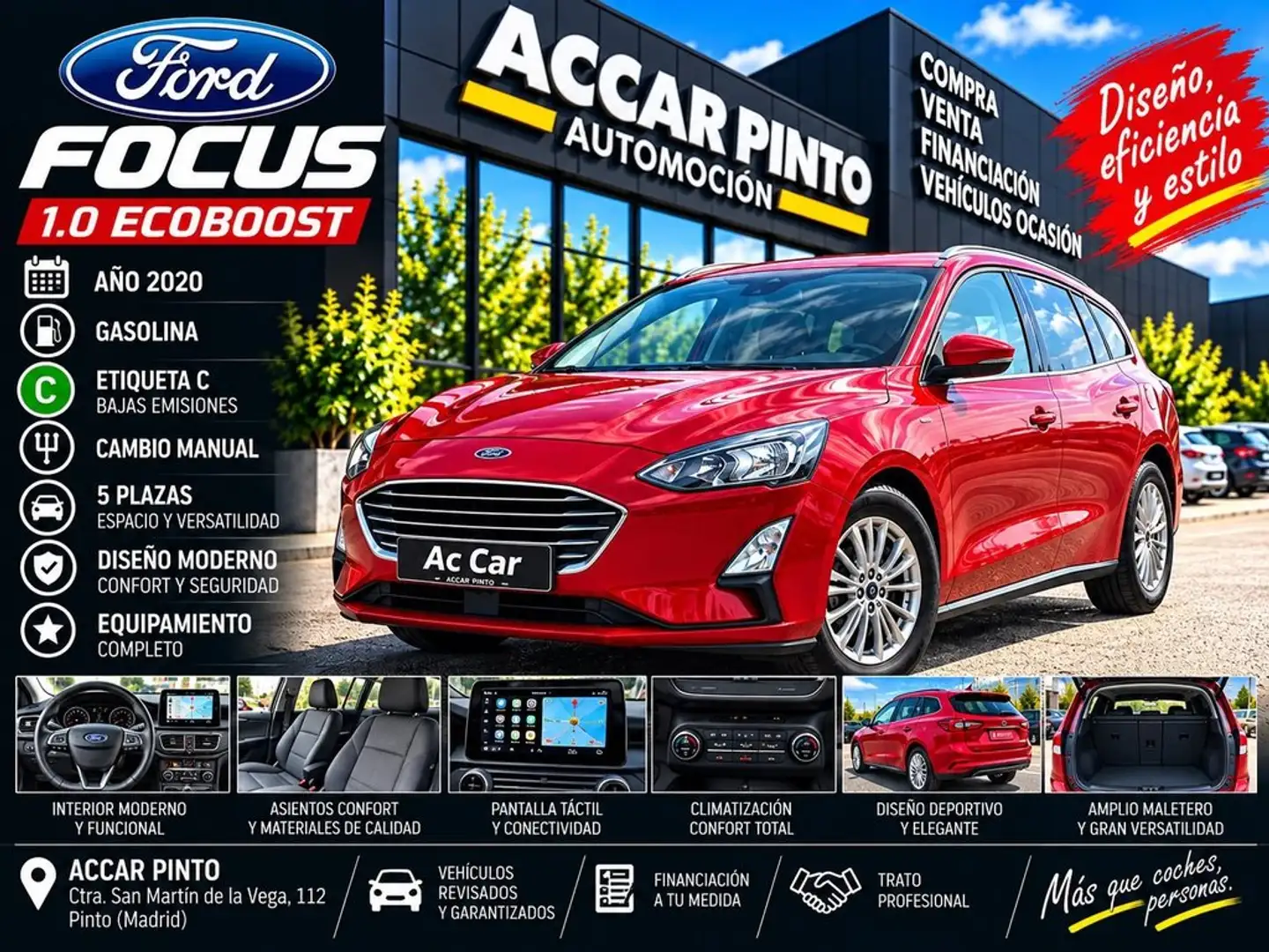Ford Focus 1.0 Ecoboost Trend 100 Rojo - 1
