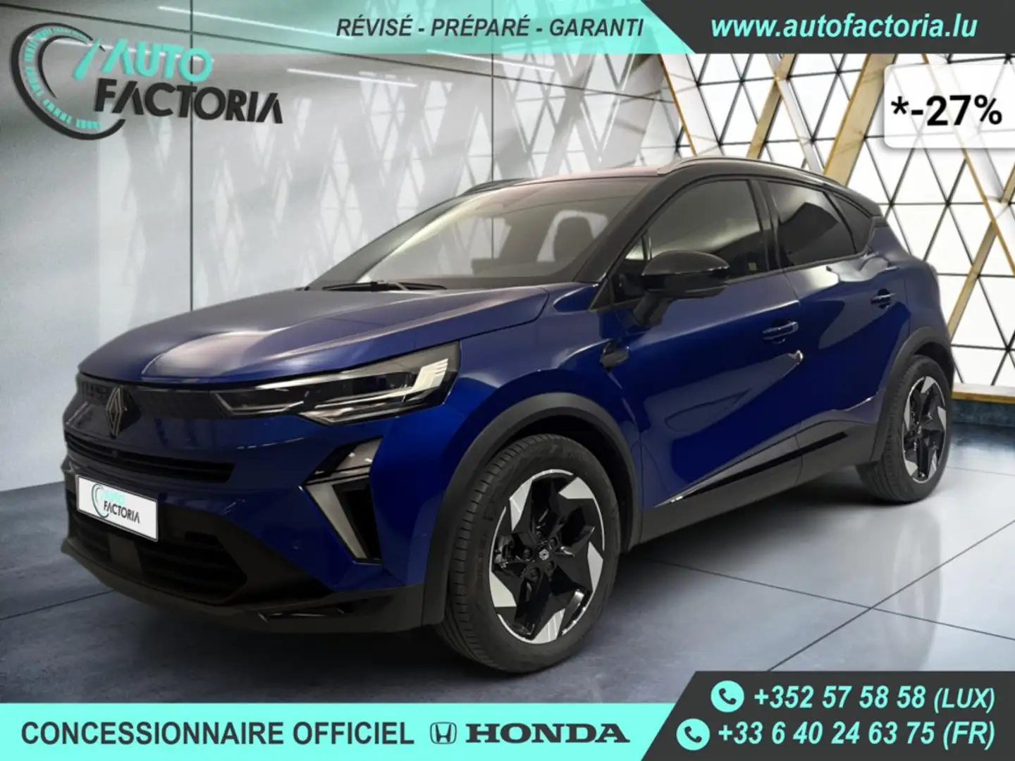 Renault Captur -27% 1.6 HYB 145cv BVA +GPS+CAM360+LED+Opts Bleu - 1