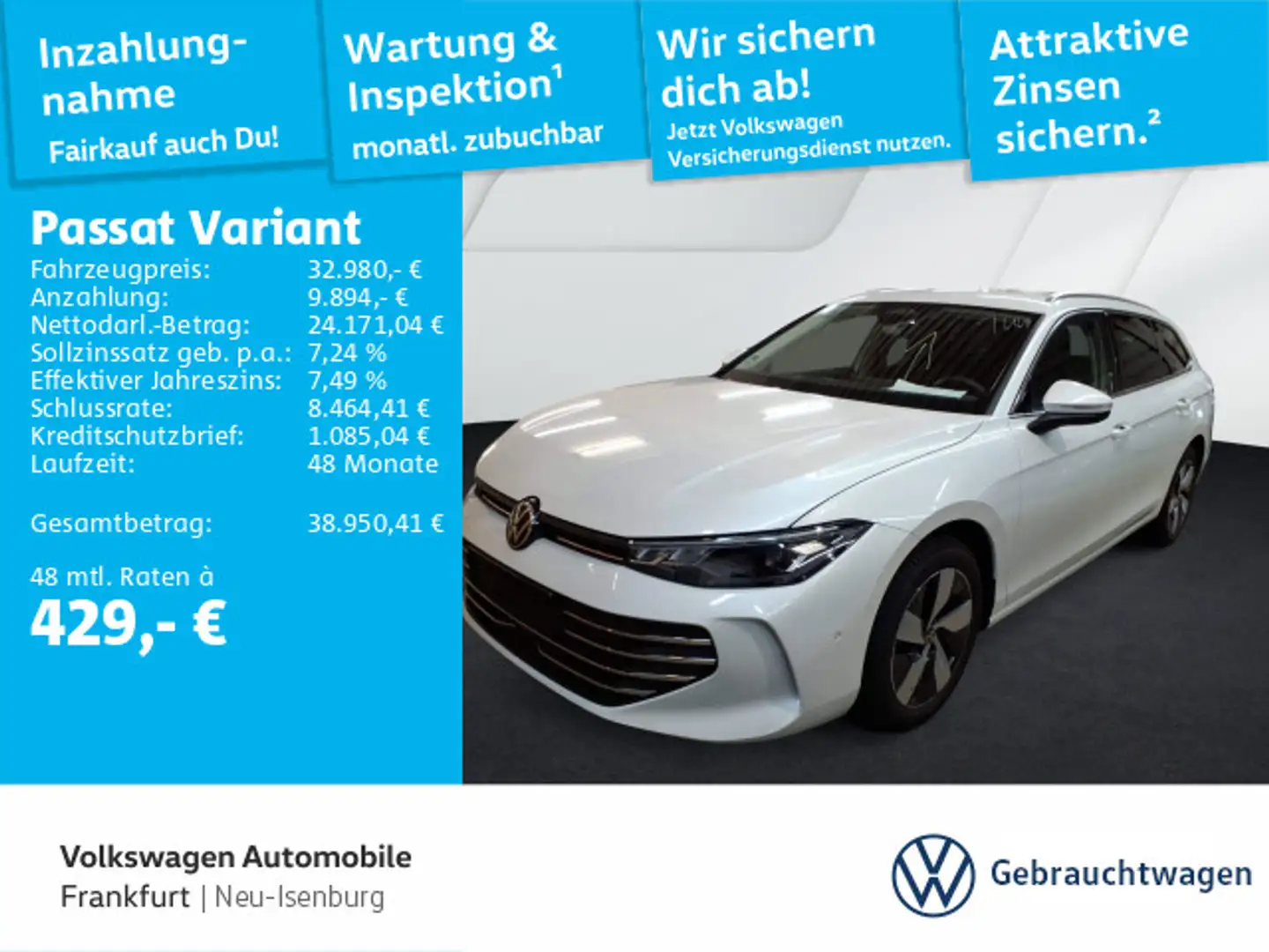 Volkswagen Passat Variant 1.5 eTSI DSG Business DAB+ IQDriv Weiß - 1