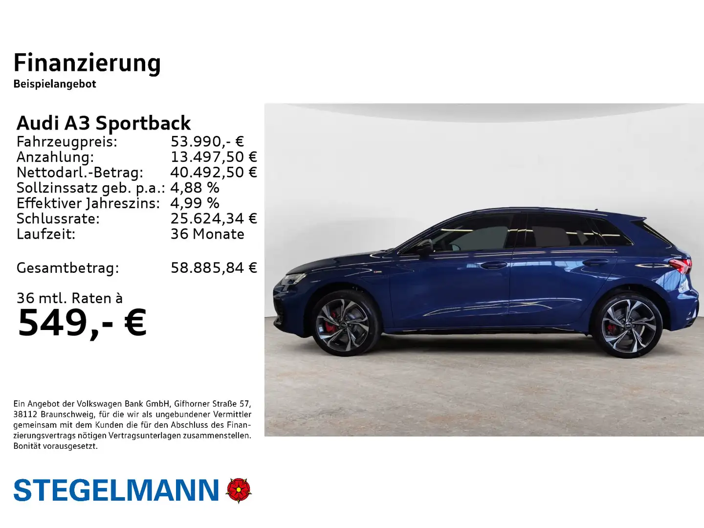 Audi A3 Audi A3 Sportback S line 45 TFSI e Blau - 2