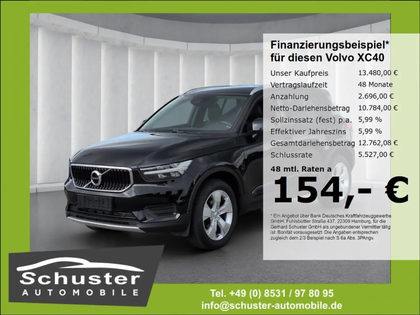 Volvo XC40 D3*Autom AHK LED Har/Kard Navi VKZ-Erk SHZ Schwarz - 1