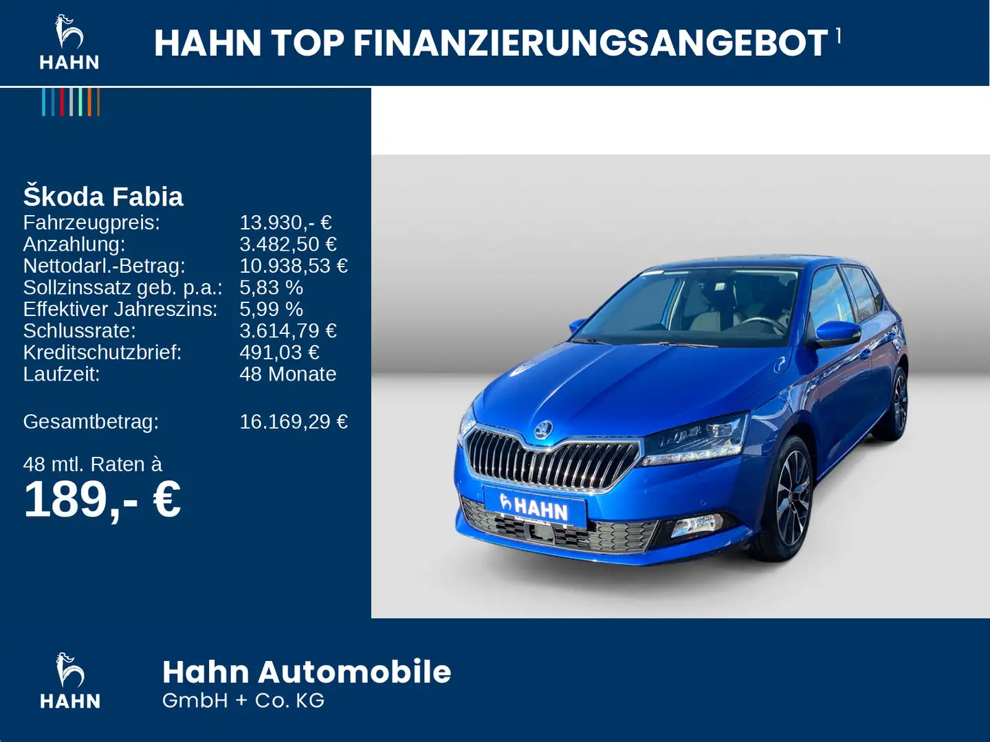 Skoda Fabia 1.0TSI Drive 125 Best of ACC LED CarConnec Blau - 2