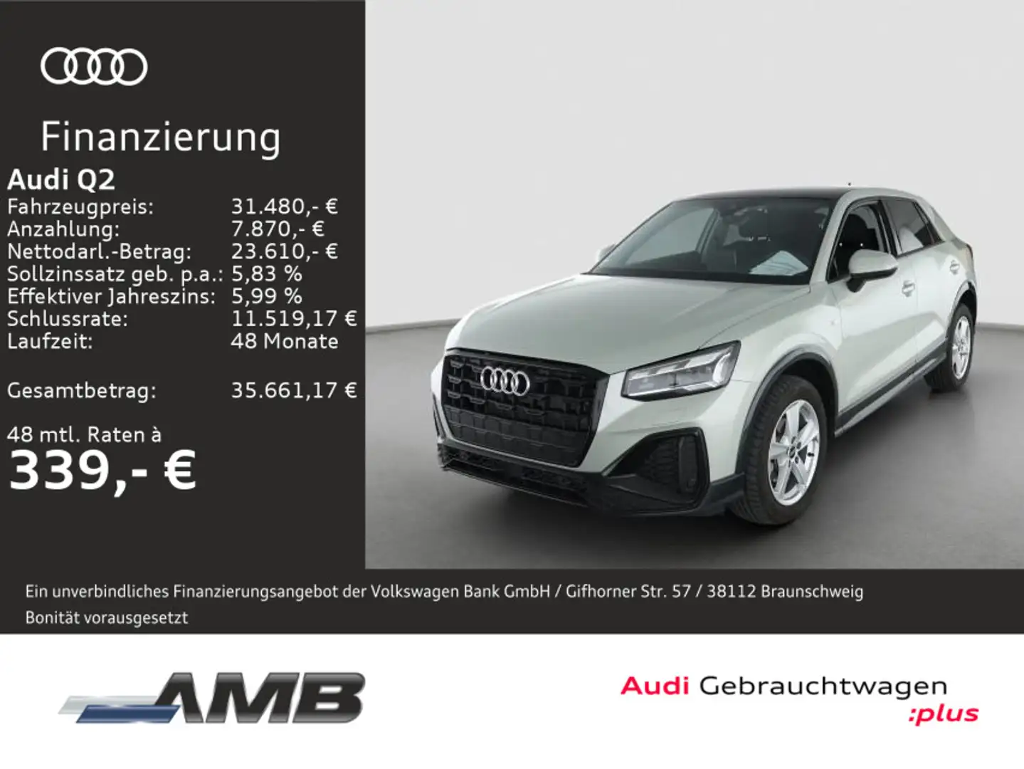 Audi Q2 S line 35 TFSI AHK/Matrix/Navi/Pano/04.30Gara Silber - 1