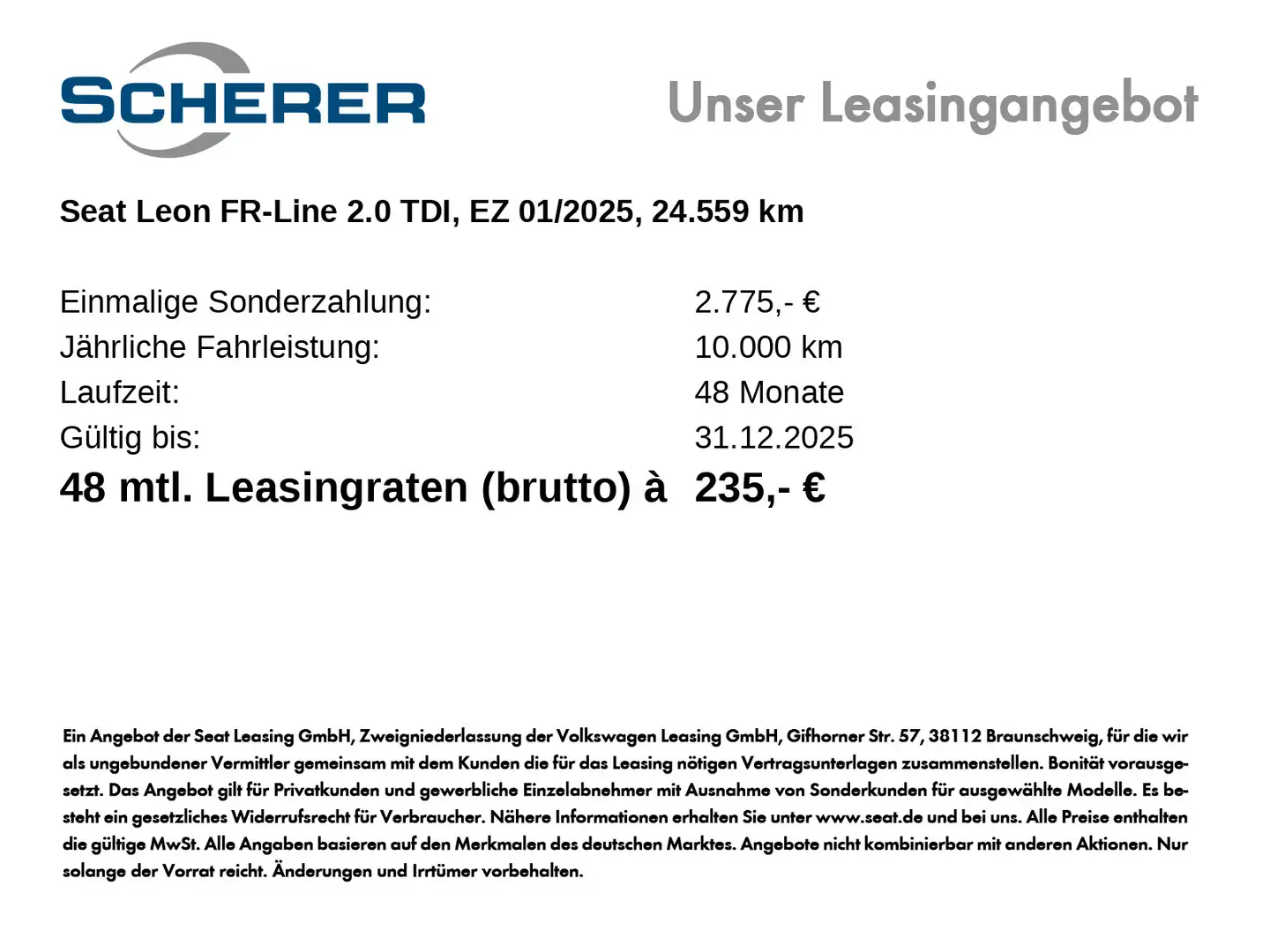 SEAT Leon 2,0 TDI DSG FR-Line RFK/NAVI/LED/PDC/Sitzhe Nero - 2
