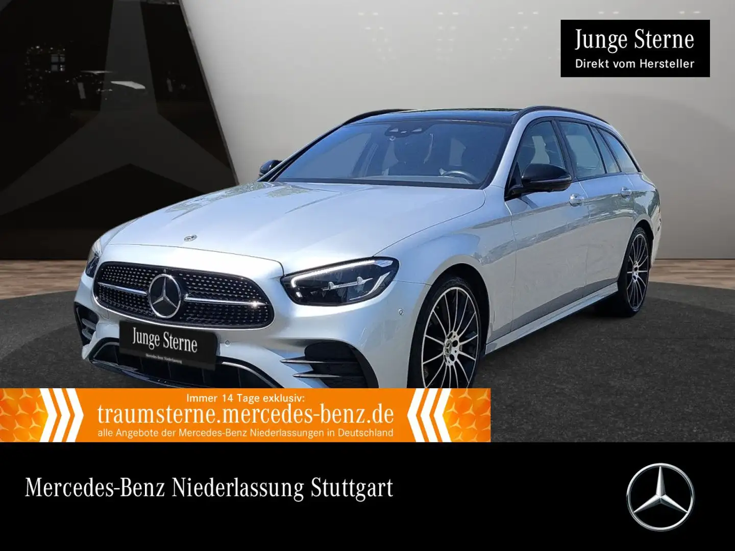 Mercedes-Benz E 400 d T 4M AMG+NIGHT+PANO+360+LED+STHZG+FAHRASS Argent - 1