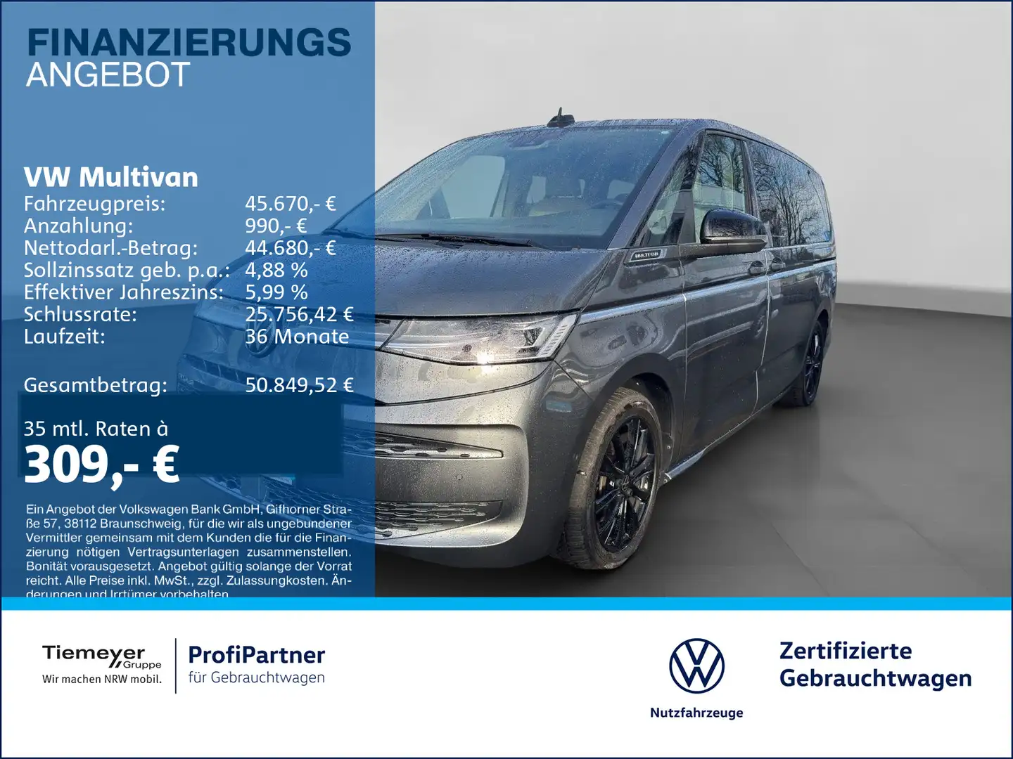 Volkswagen T7 Multivan T7 Multivan TDI LÜ LANG STYLE AHK DCC HuD ACC Grau - 1